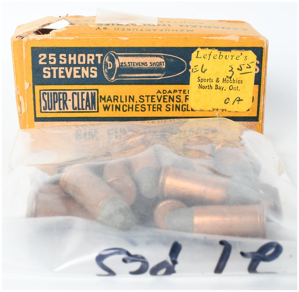 Lot 1052: Canadian Industries Limited Dominion 68 Rounds .25 Stevens Short Rimfire Ammunition