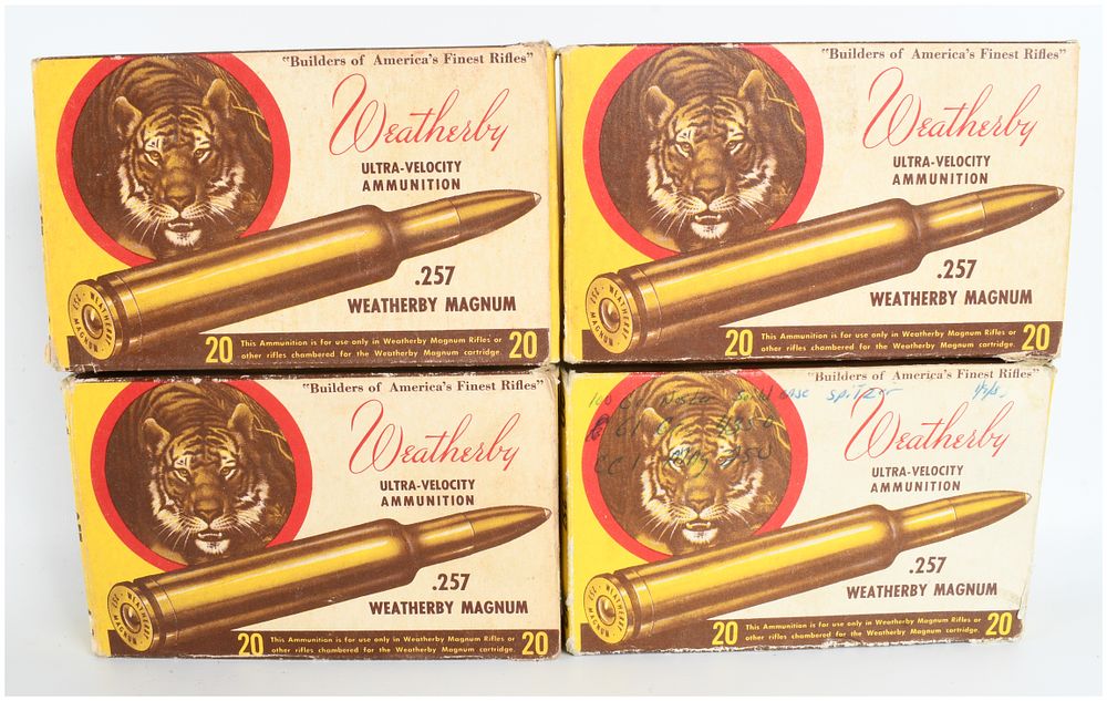 Lot 1328: A Lot of 80 Weatherby .257 Weatherby Magnum Brass Casings for Reloading