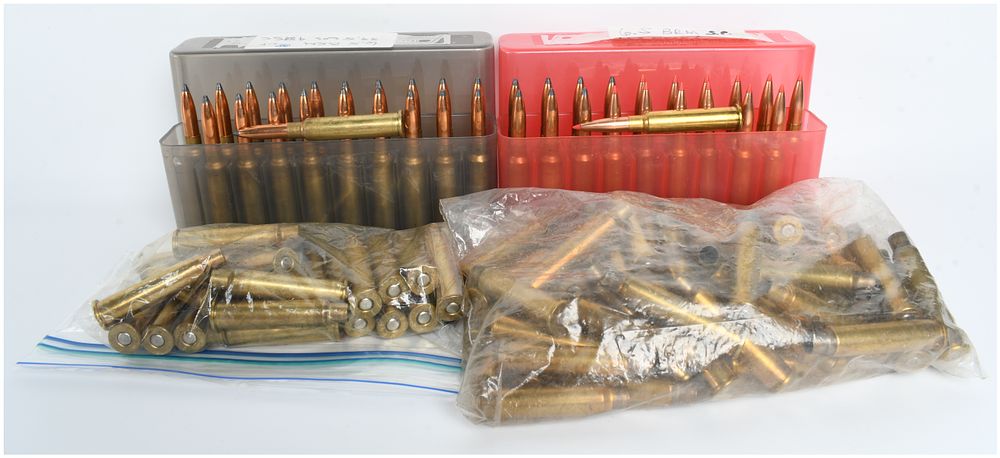 Lot 1508: A Lot of 40 Rounds of 6.5mm BRM Ammunition and 84 Empty Brass Casings