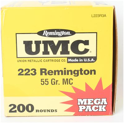 Remington UMC Mega Pack Ammunition .223 Remington. This lot consists of 200 rounds of Remington 