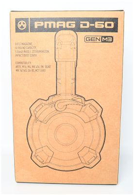 Magpul PMAG D-60 GEN M3 Drum Magazine 5.56x45 NATO. One Magpul PMAG D-60 GEN M3 high-capacity 
