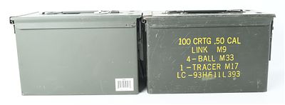A Pair of US Military M2A1 .50 Caliber Steel Ammunition Cans. This lot features two United 
