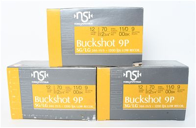 A Lot of 30 Rounds of Nobel Sport Italia Buckshot 9P 12 Gauge Ammunition. This lot consists of 