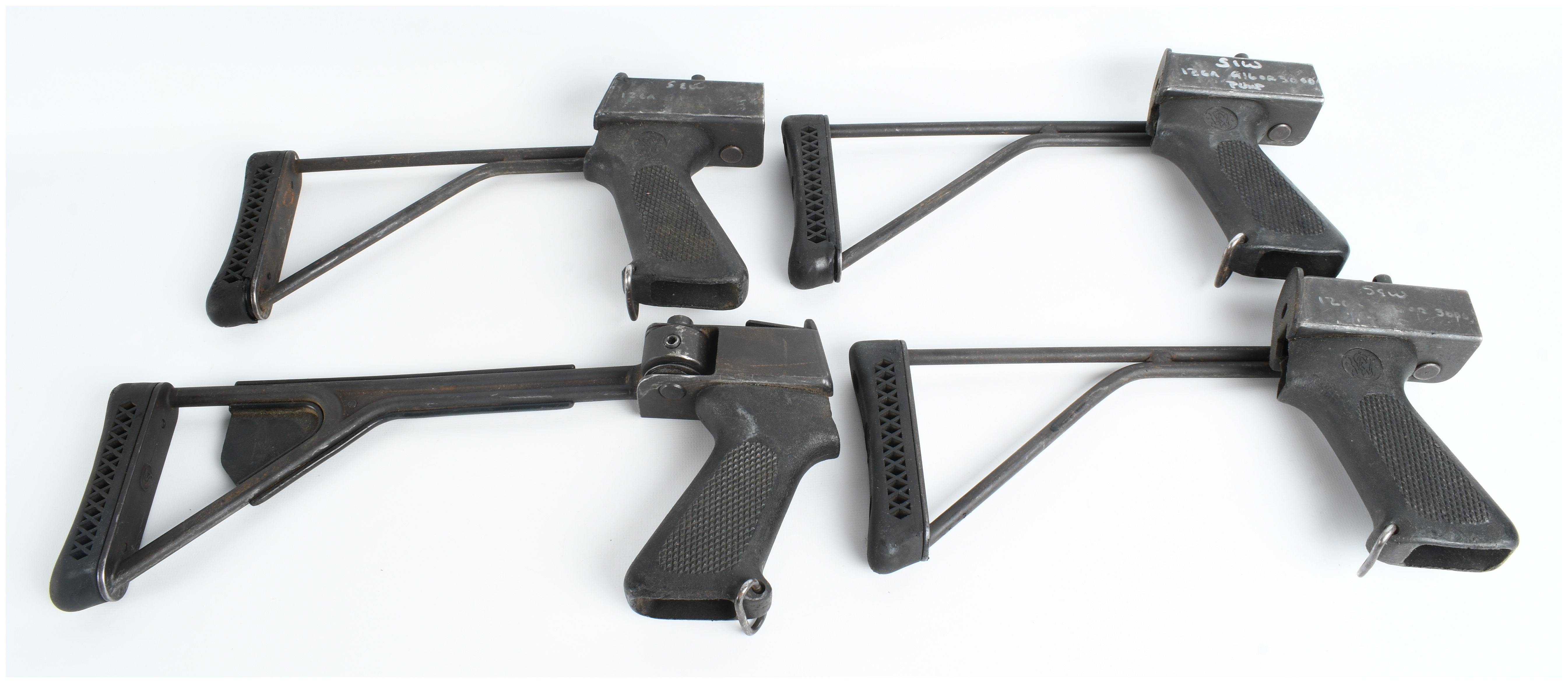 A Collection of 4 Smith & Wesson Model 3000 Pump Action Shotgun 12 Gauge Folding Stocks