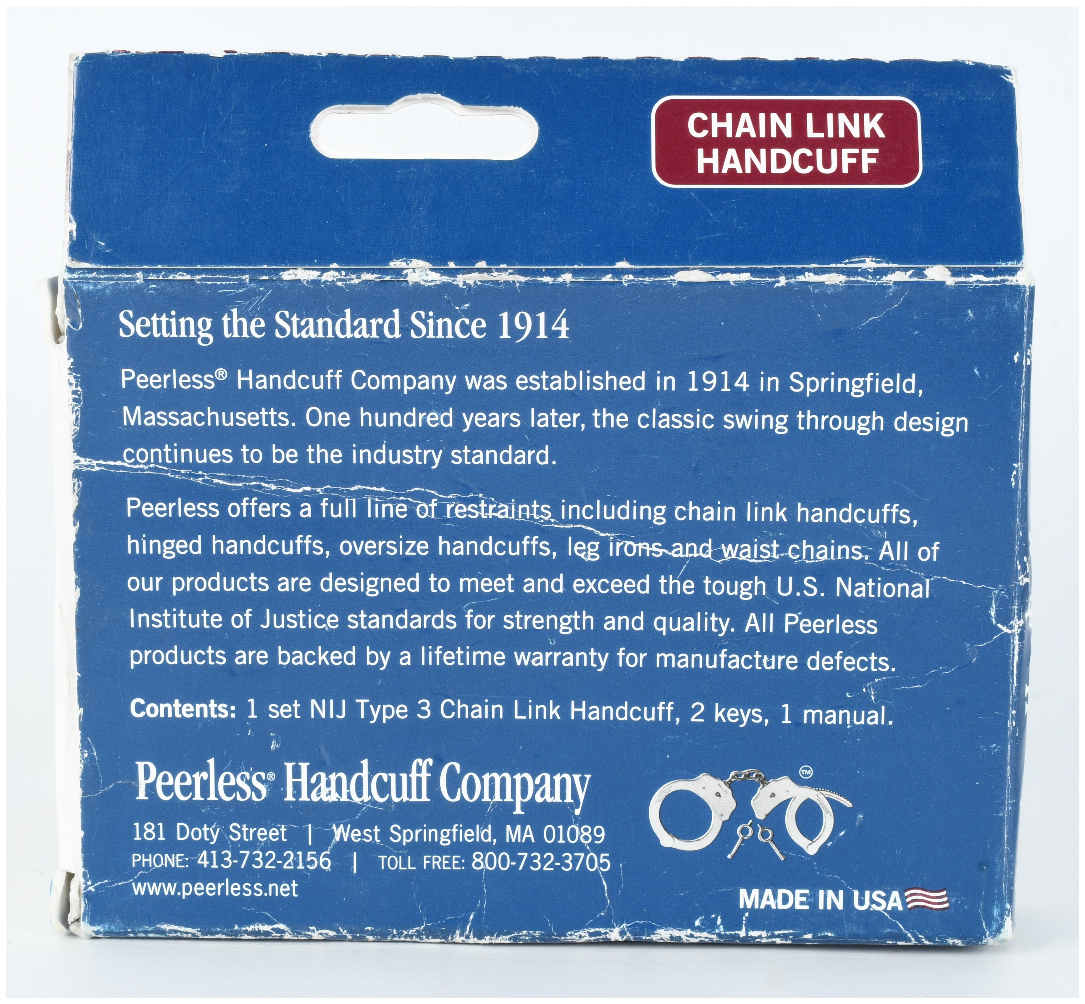 Peerless Handcuff Company Model 700C Chain Link Handcuffs with Original Box