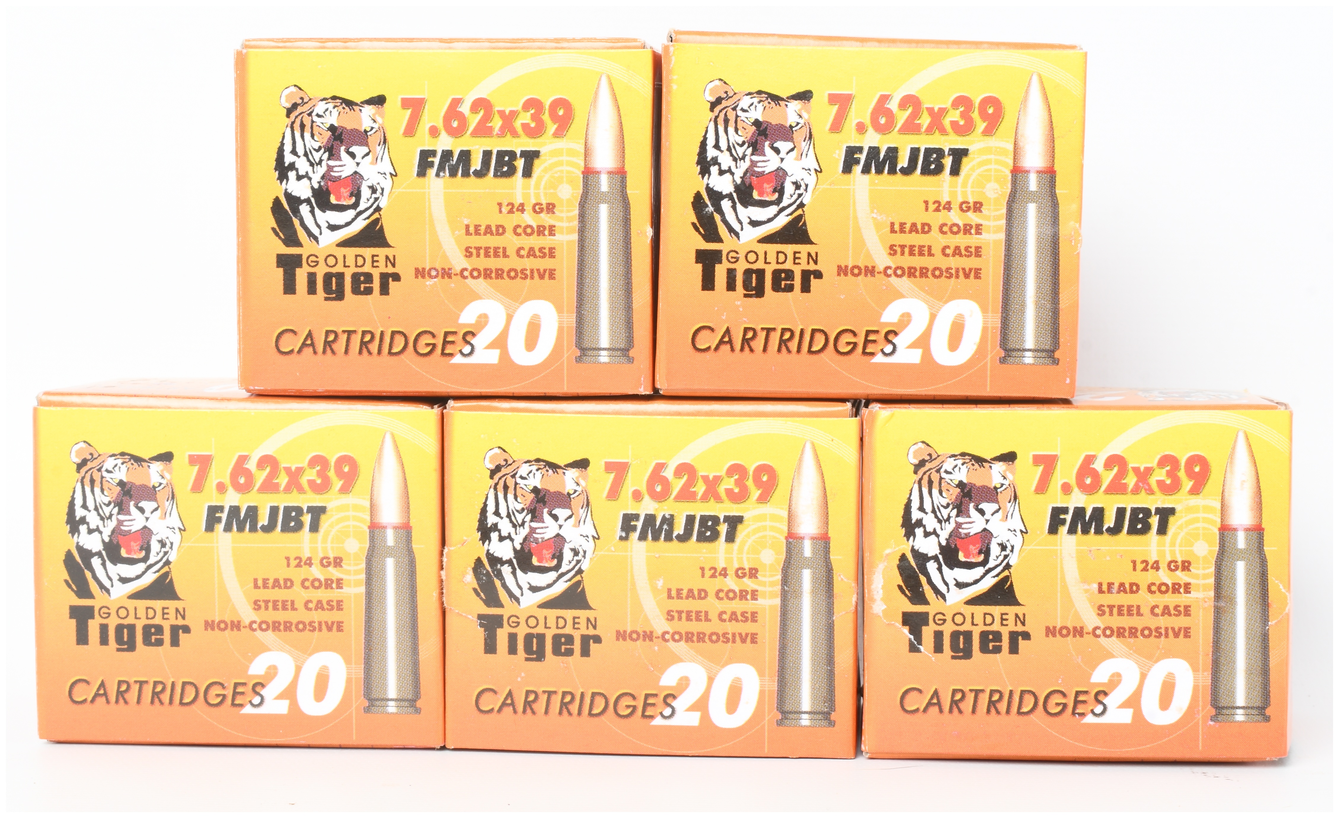 A Lot of 100 Rounds of Golden Tiger 7.62x39mm FMJBT Ammunition