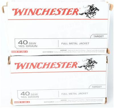 A Lot of 100 Rounds of Winchester Target .40 S&W 165 Grain Full Metal Jacket Ammunition. This 