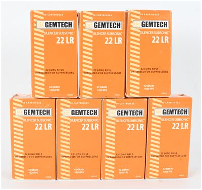A Lot of 350 Rounds of Gemtech Silencer Subsonic .22 Long Rifle Ammunition. This lot consists of 