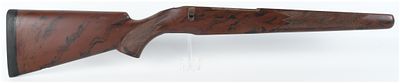 A Bolt-Action Wooden Stock with Marbled Brown and Black Finish. A sporting style wooden stock 