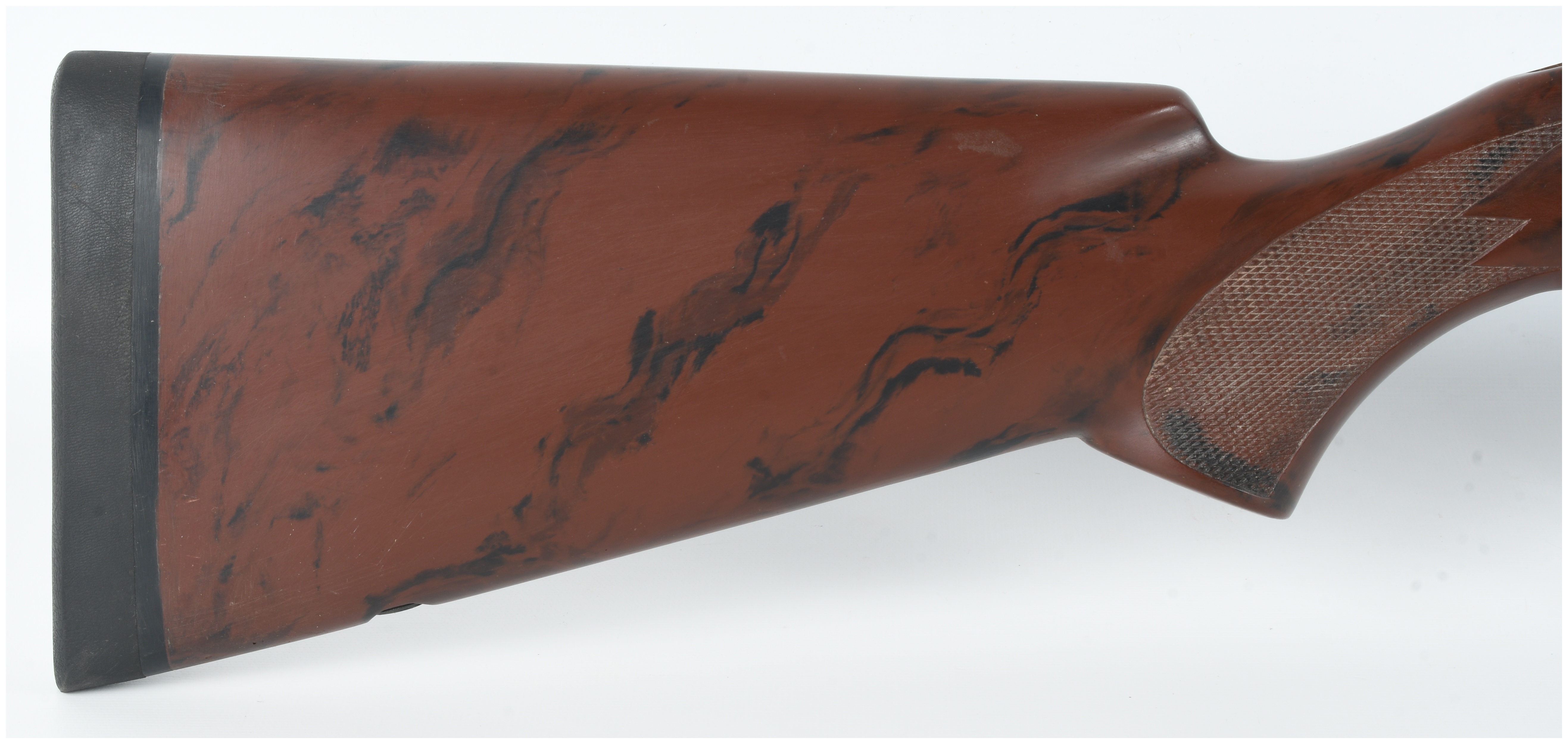 A Bolt-Action Wooden Stock with Marbled Brown and Black Finish