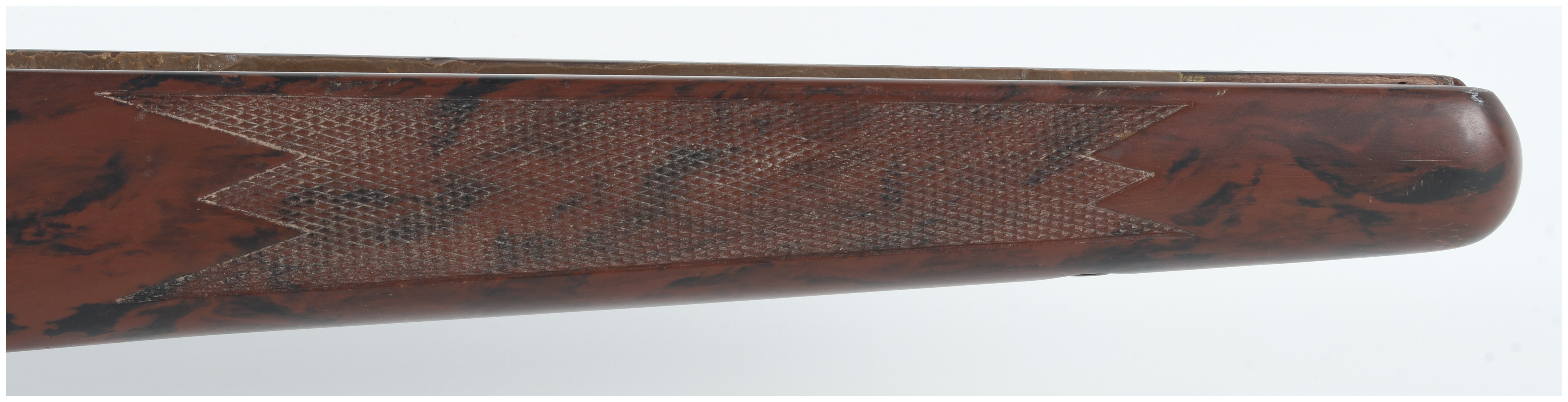 A Bolt-Action Wooden Stock with Marbled Brown and Black Finish