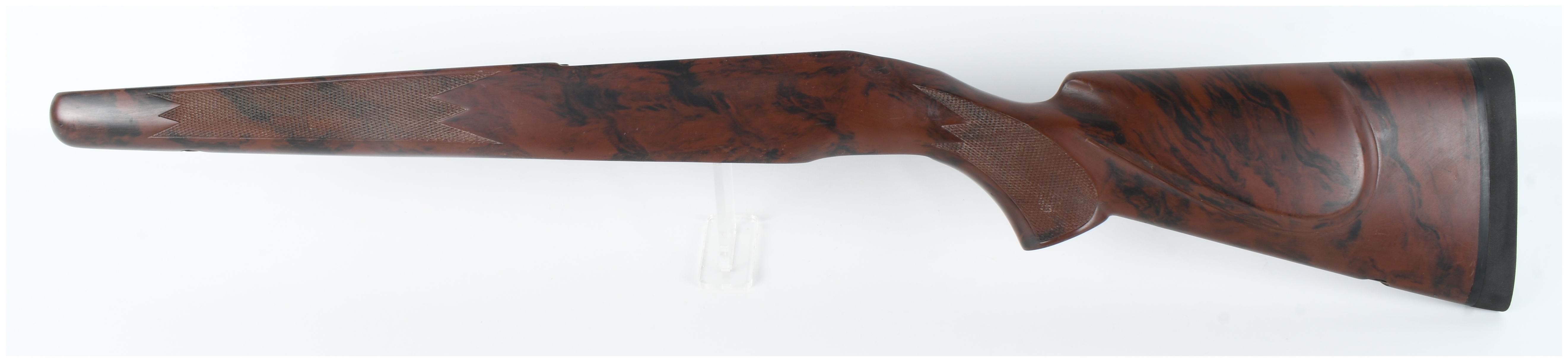 A Bolt-Action Wooden Stock with Marbled Brown and Black Finish