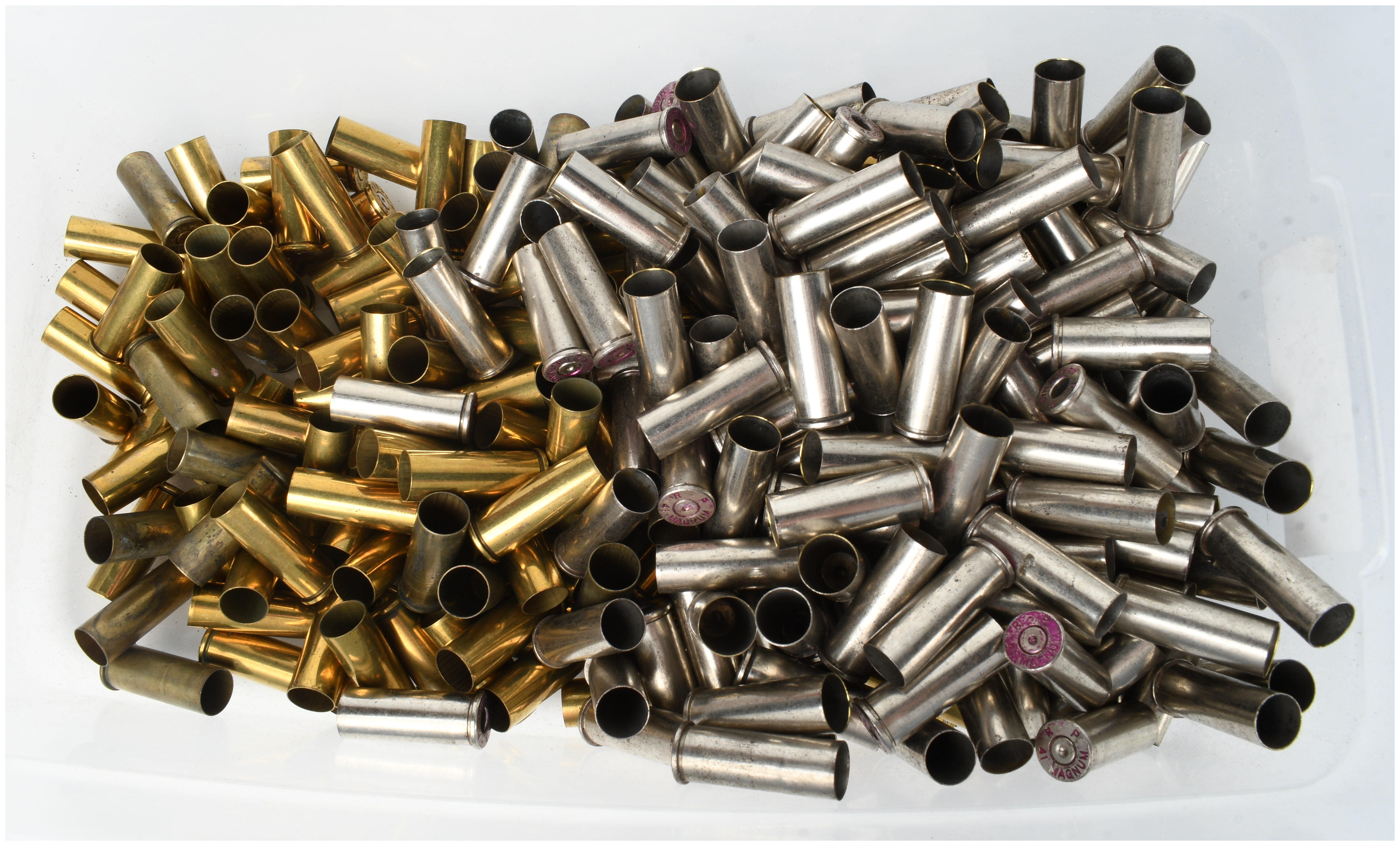 300 .44 Remington Magnum Brass and Nickel-Plated Spent Ammunition Shell Casings