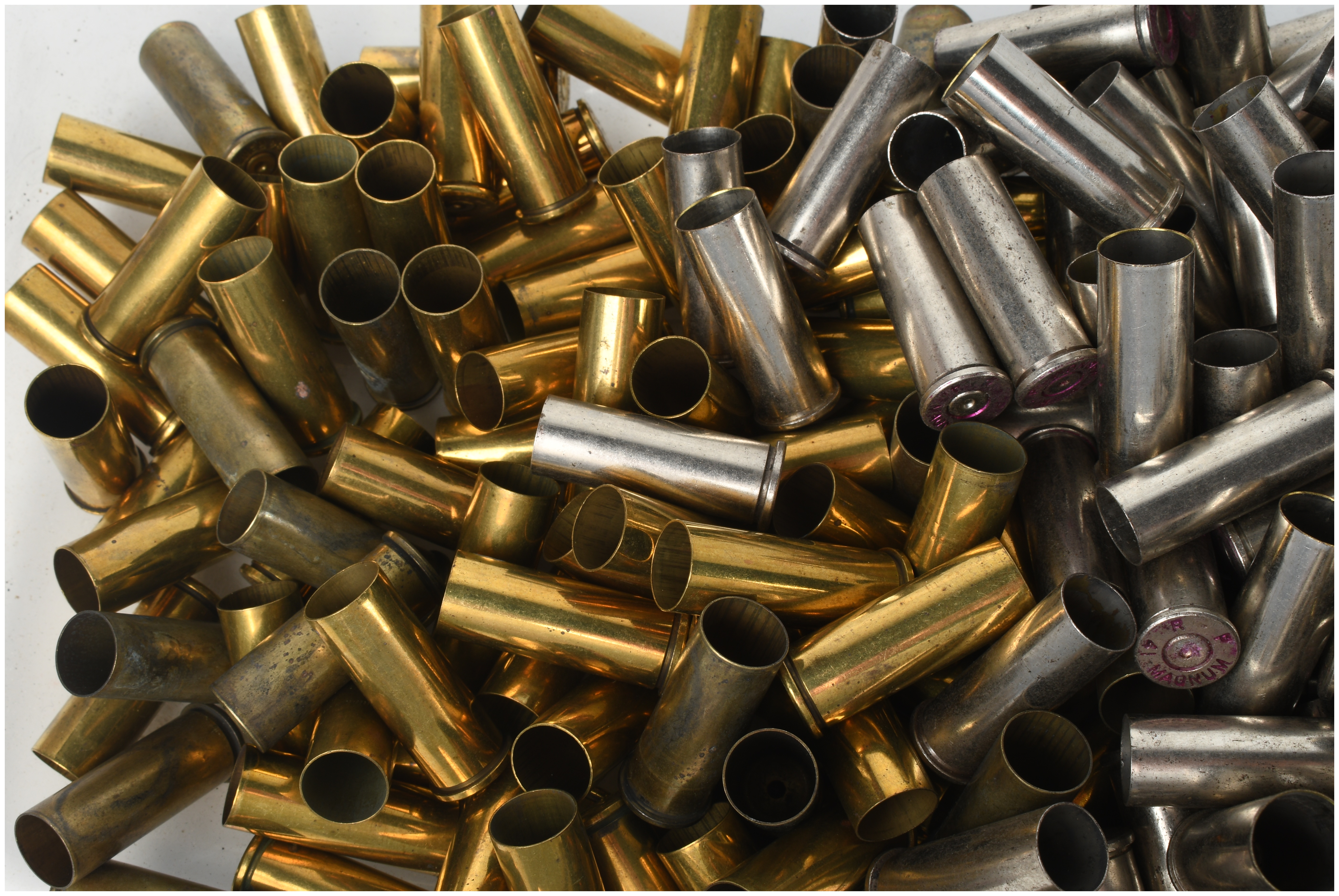 300 .44 Remington Magnum Brass and Nickel-Plated Spent Ammunition Shell Casings
