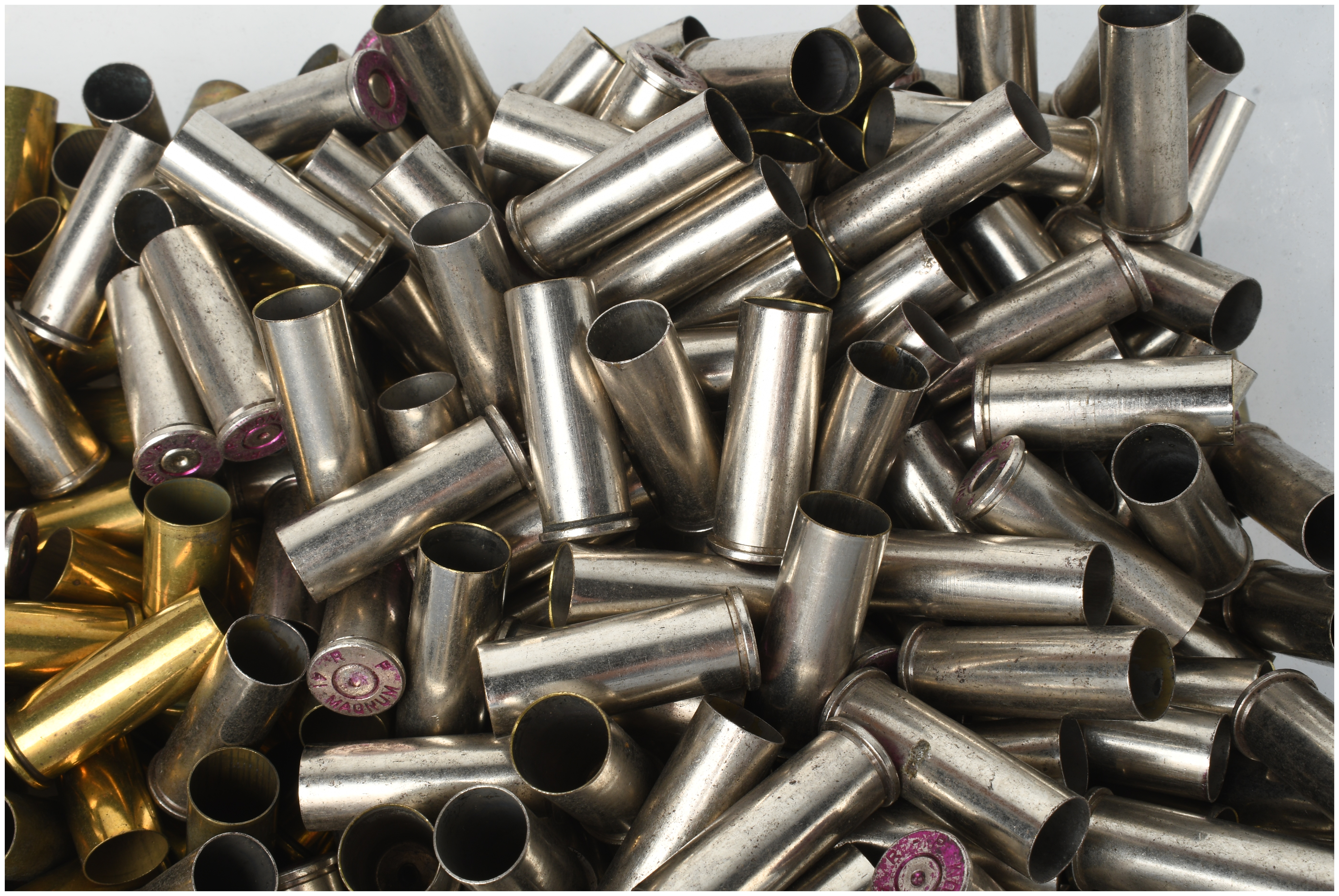 300 .44 Remington Magnum Brass and Nickel-Plated Spent Ammunition Shell Casings