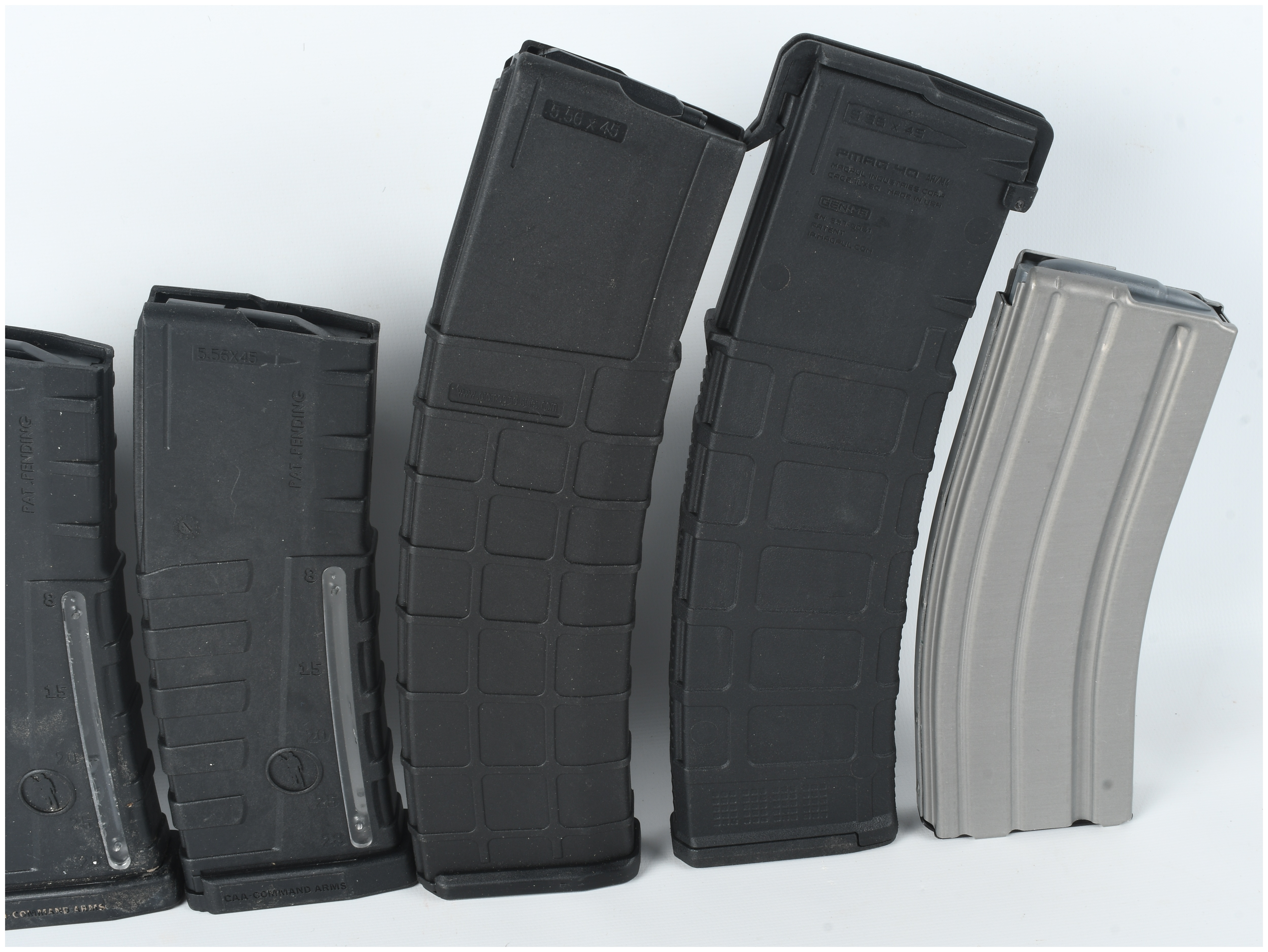 A Collection of Six AR-15 Rifle Magazines 5.56x45mm NATO