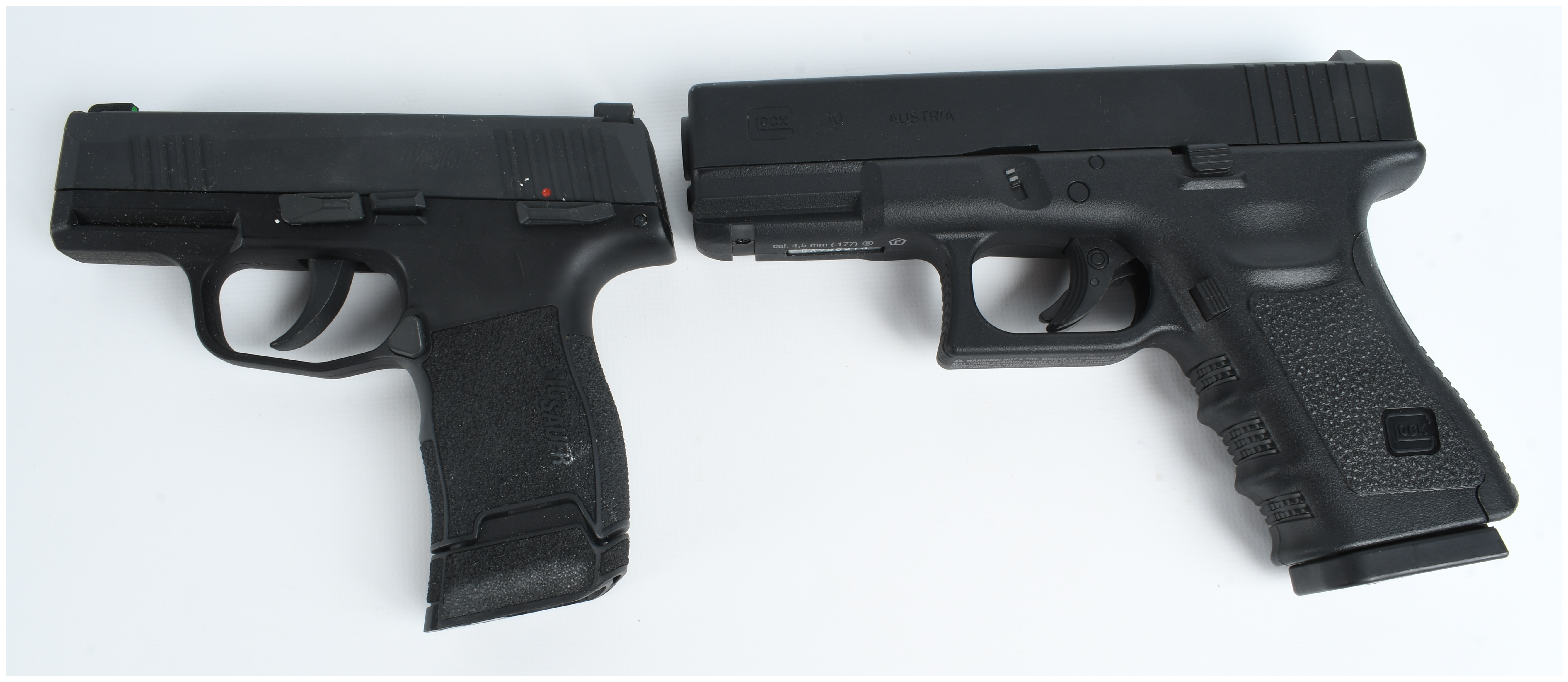 Two .177 Caliber Air Pistols Modeled After Sig Sauer P365 and Glock 19