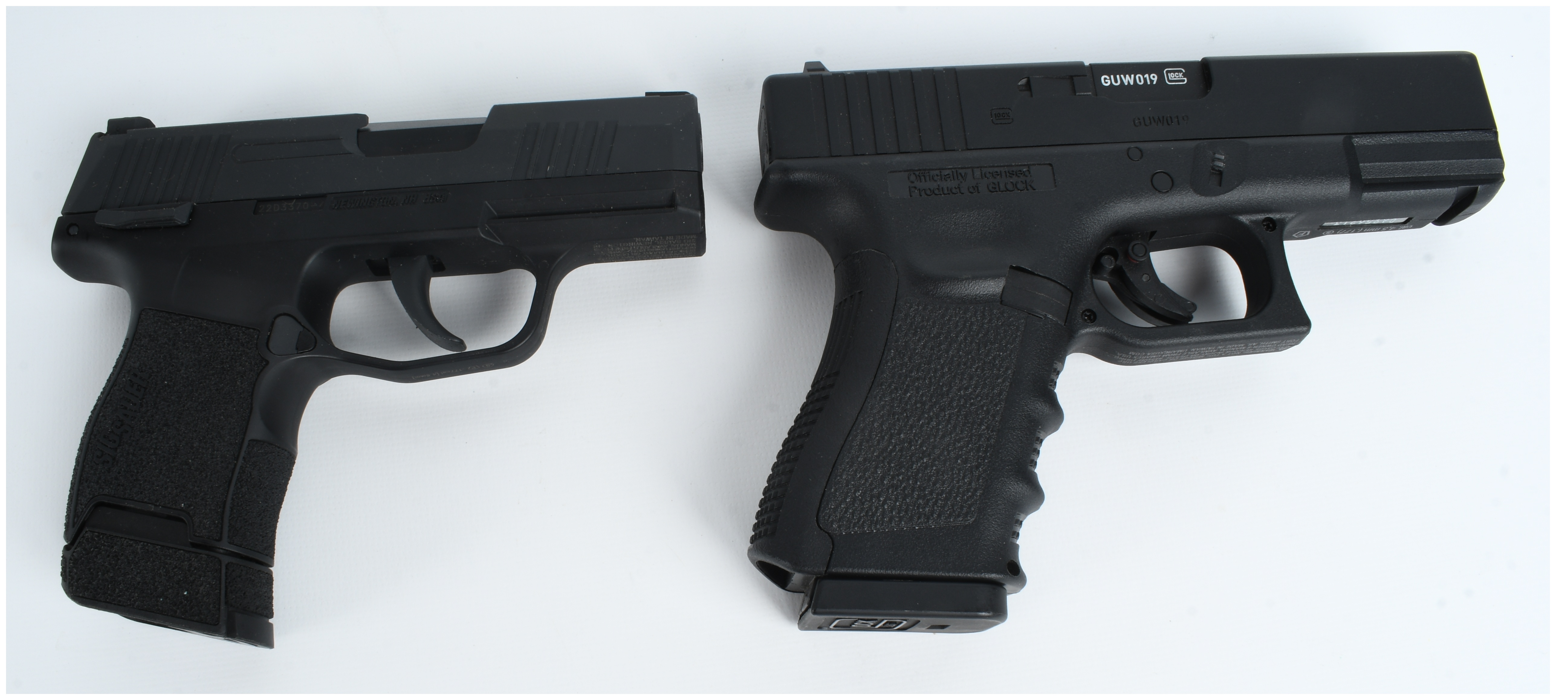 Two .177 Caliber Air Pistols Modeled After Sig Sauer P365 and Glock 19