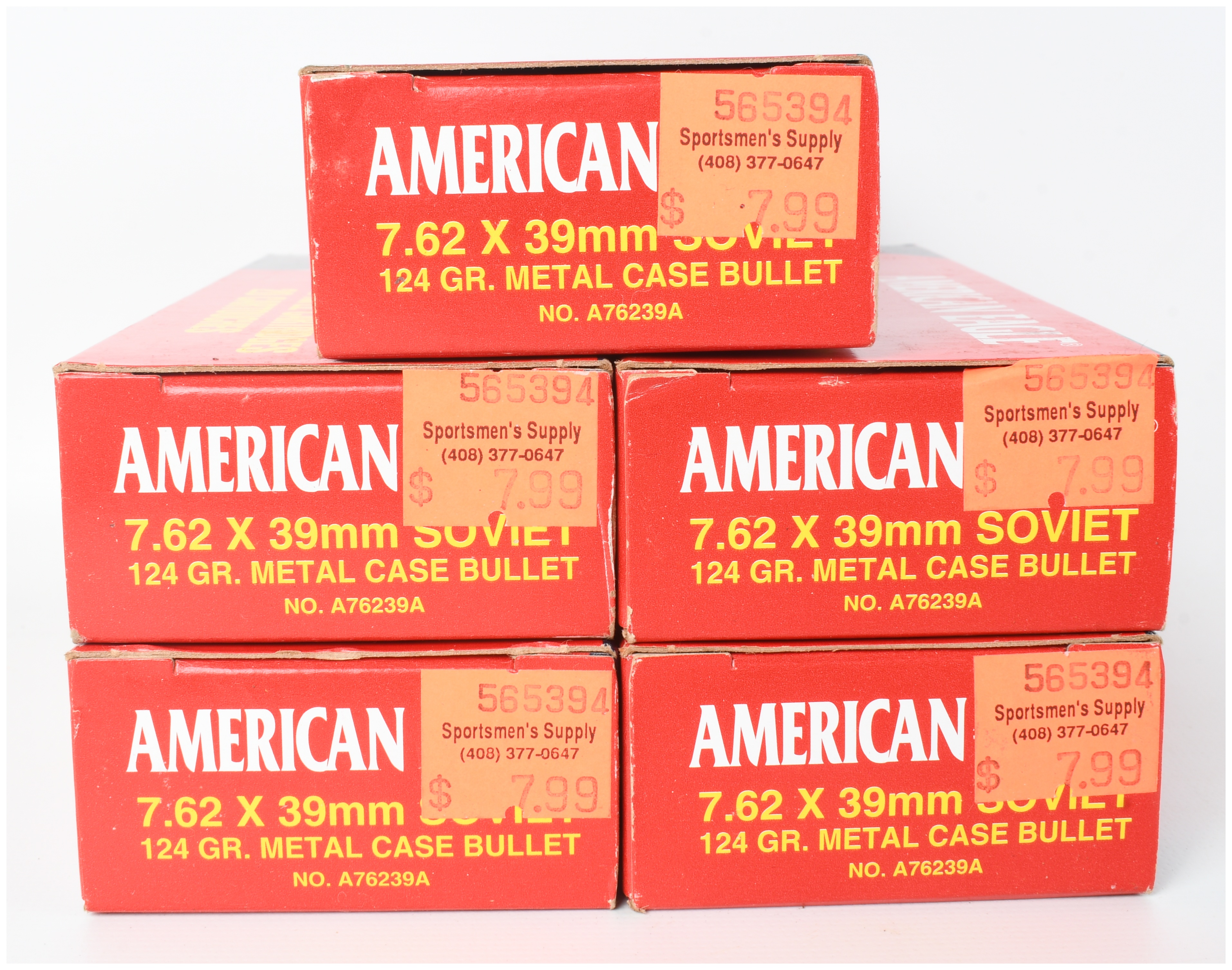 A Lot of 100 Rounds of Federal American Eagle 7.62 x 39mm Soviet Ammunition