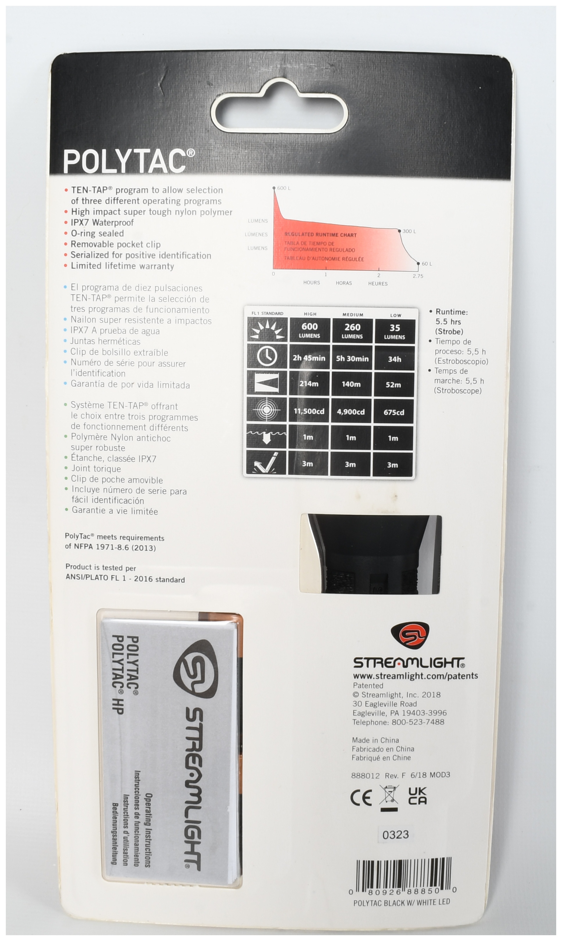 Streamlight PolyTac LED Handheld Flashlight in Original Packaging