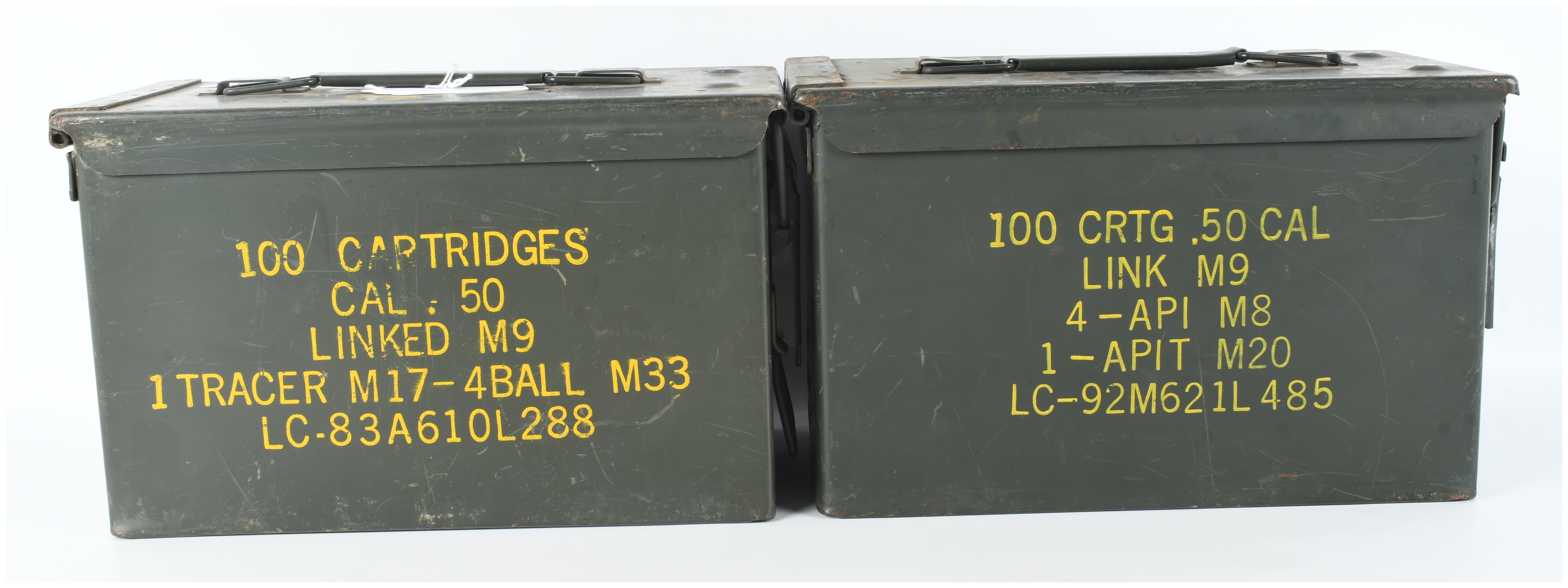 A Pair of US Military Surplus .50 Caliber M2A1 Steel Ammunition Cans