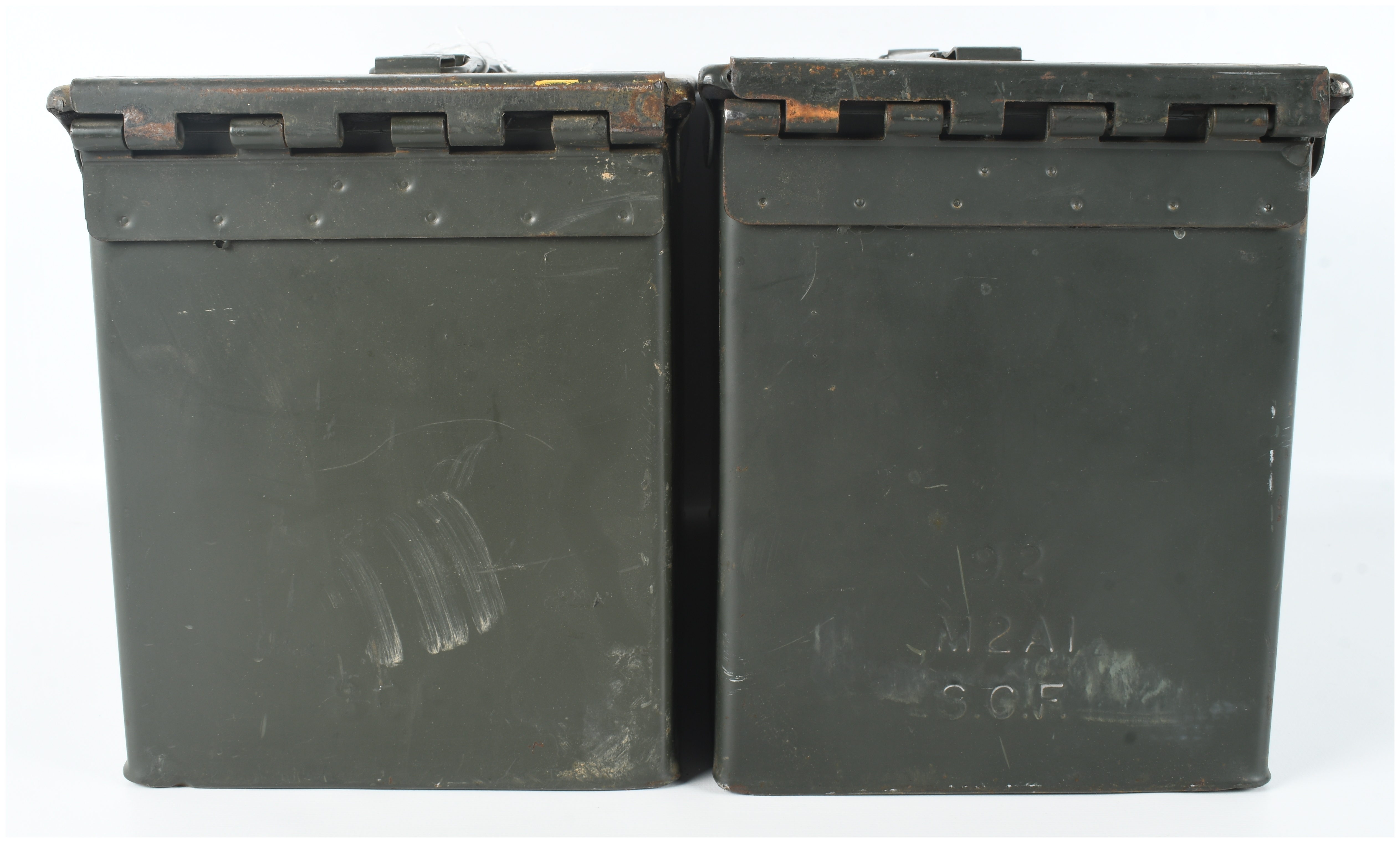 A Pair of US Military Surplus .50 Caliber M2A1 Steel Ammunition Cans