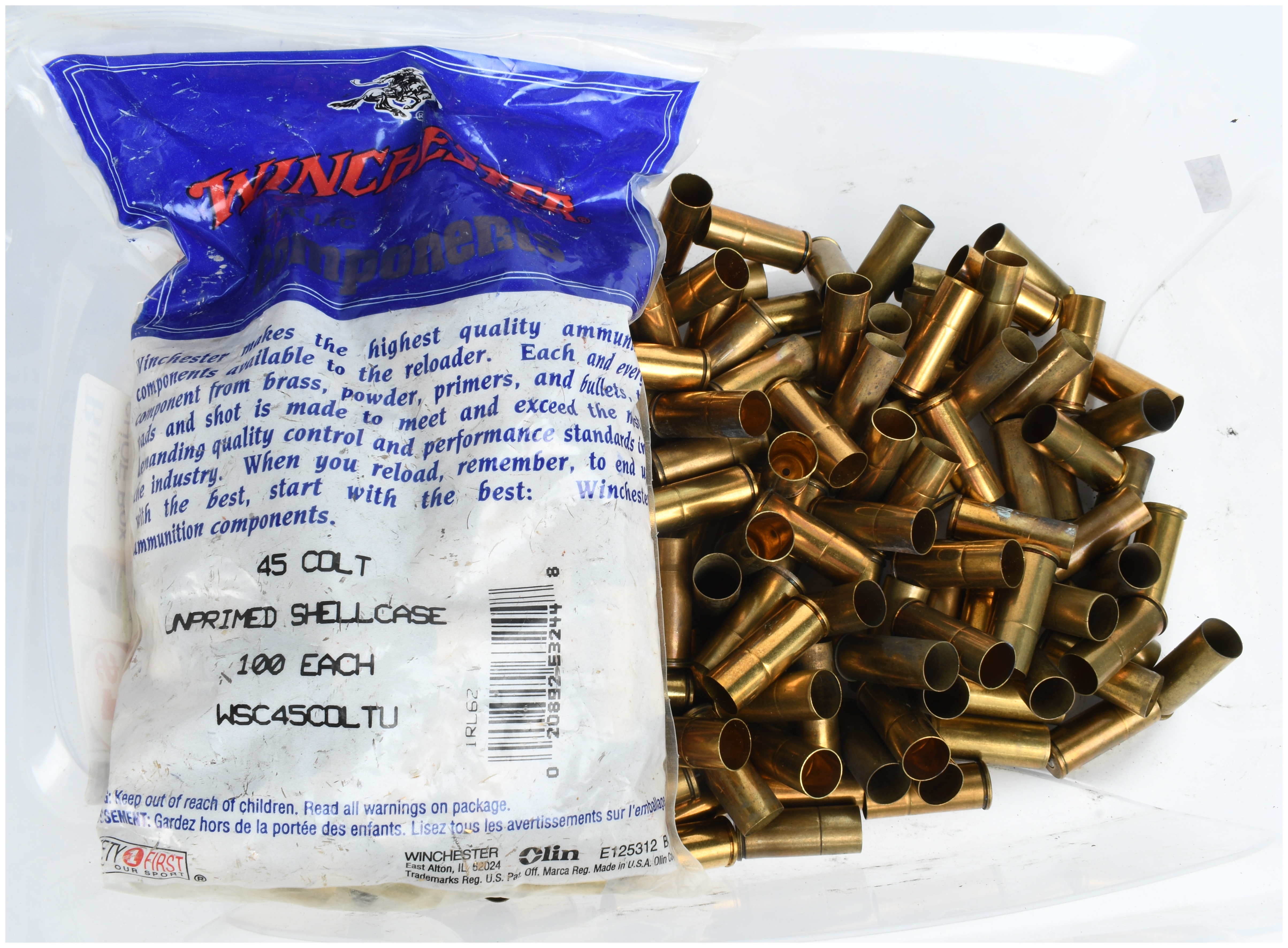 260 Winchester 45 Colt Unprimed Brass Shell Casings