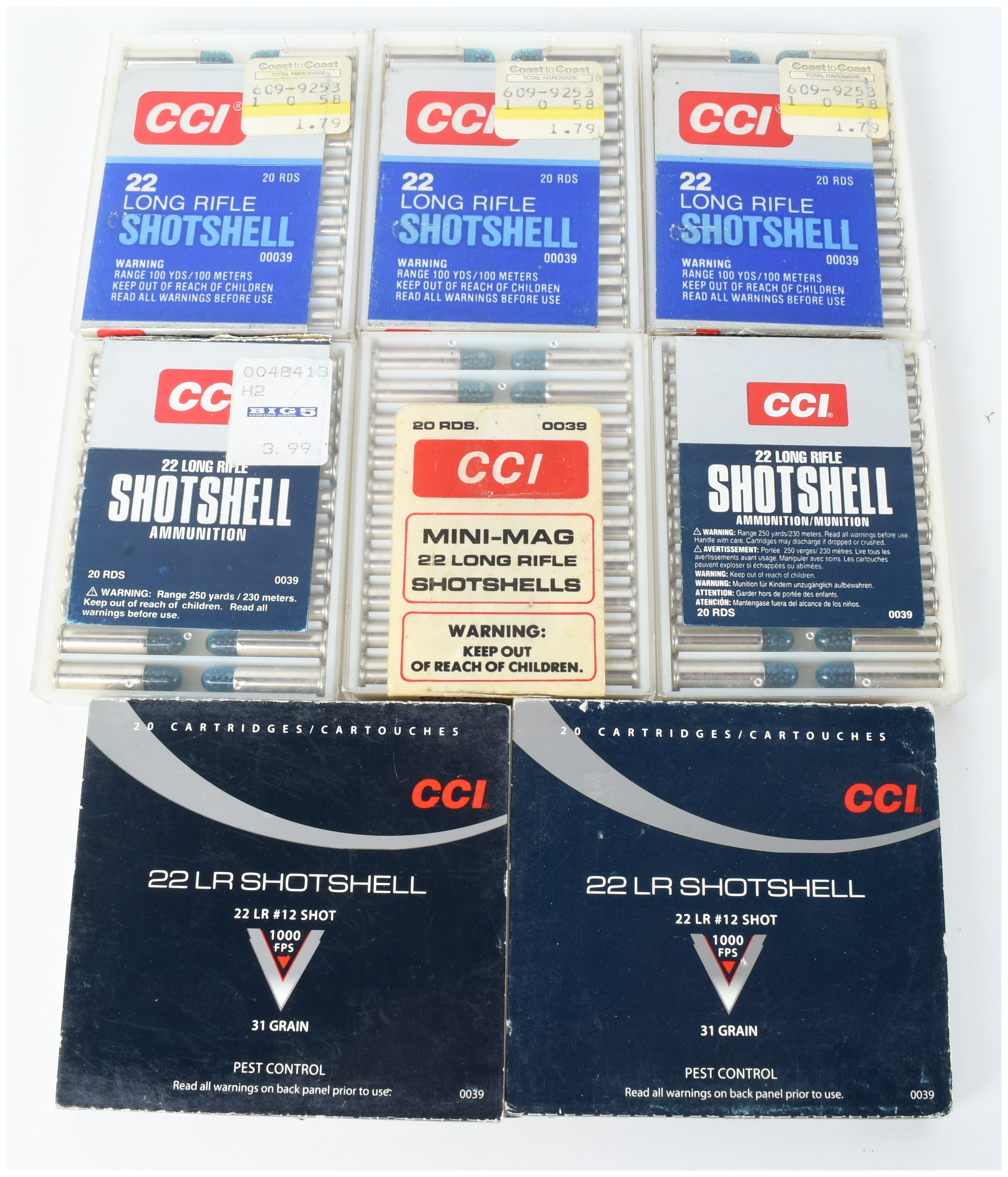 A Lot of 160 CCI .22 Long Rifle Shotshell Ammunition