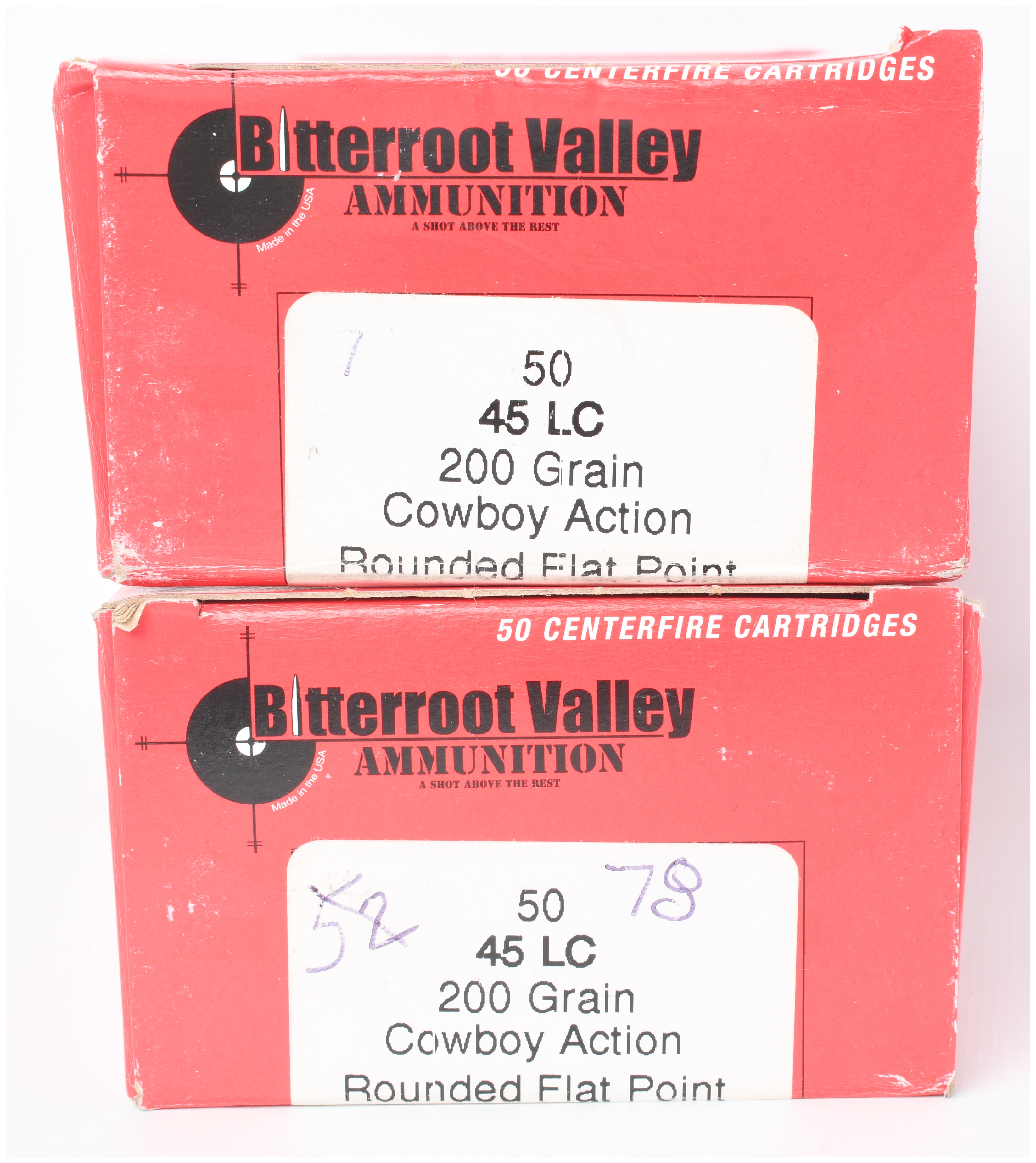 A Lot of 100 Bitterroot Valley Ammunition Cowboy Action Centerfire Cartridges .45 LC