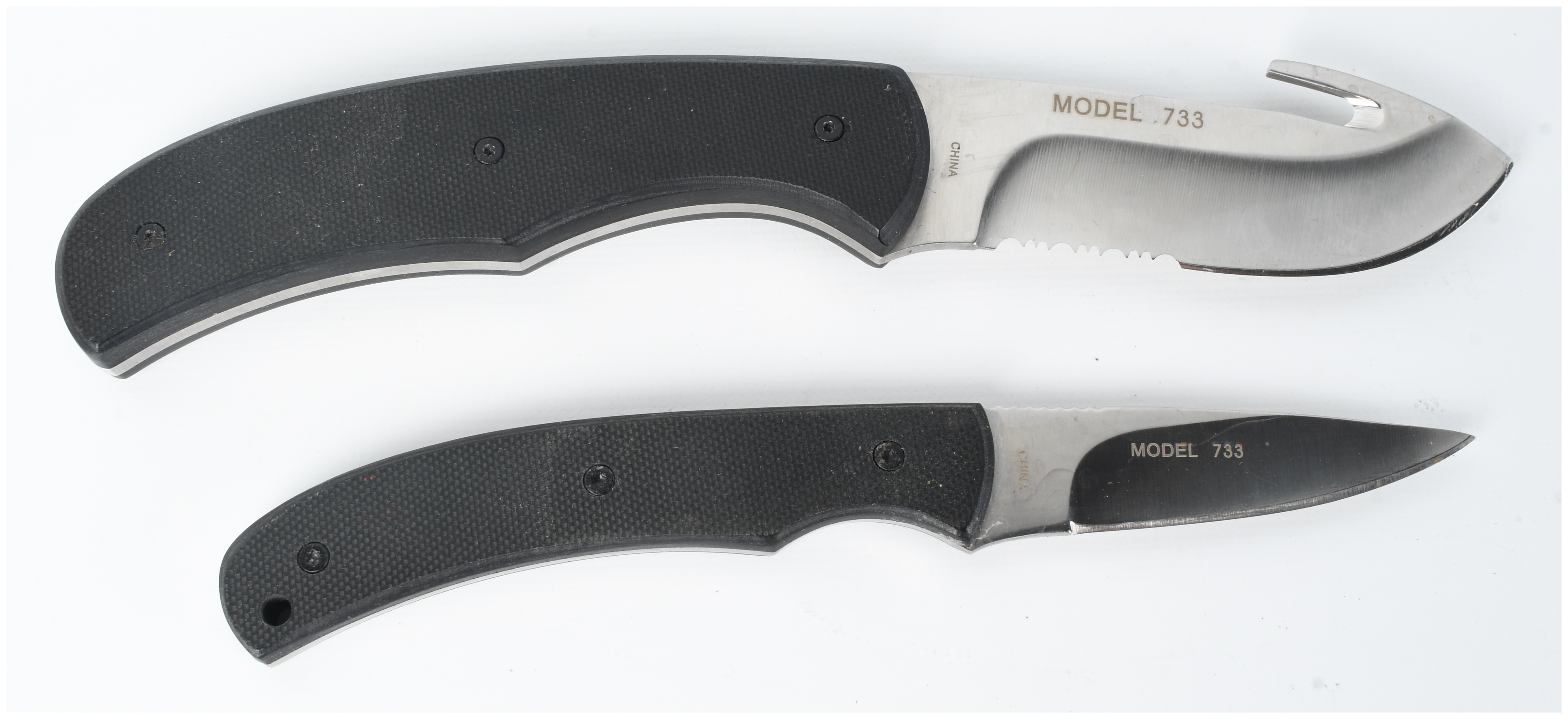 Two Rocky Mountain Elk Foundation RMEF Hunting and Field Dressing Knife Sets with Sheaths