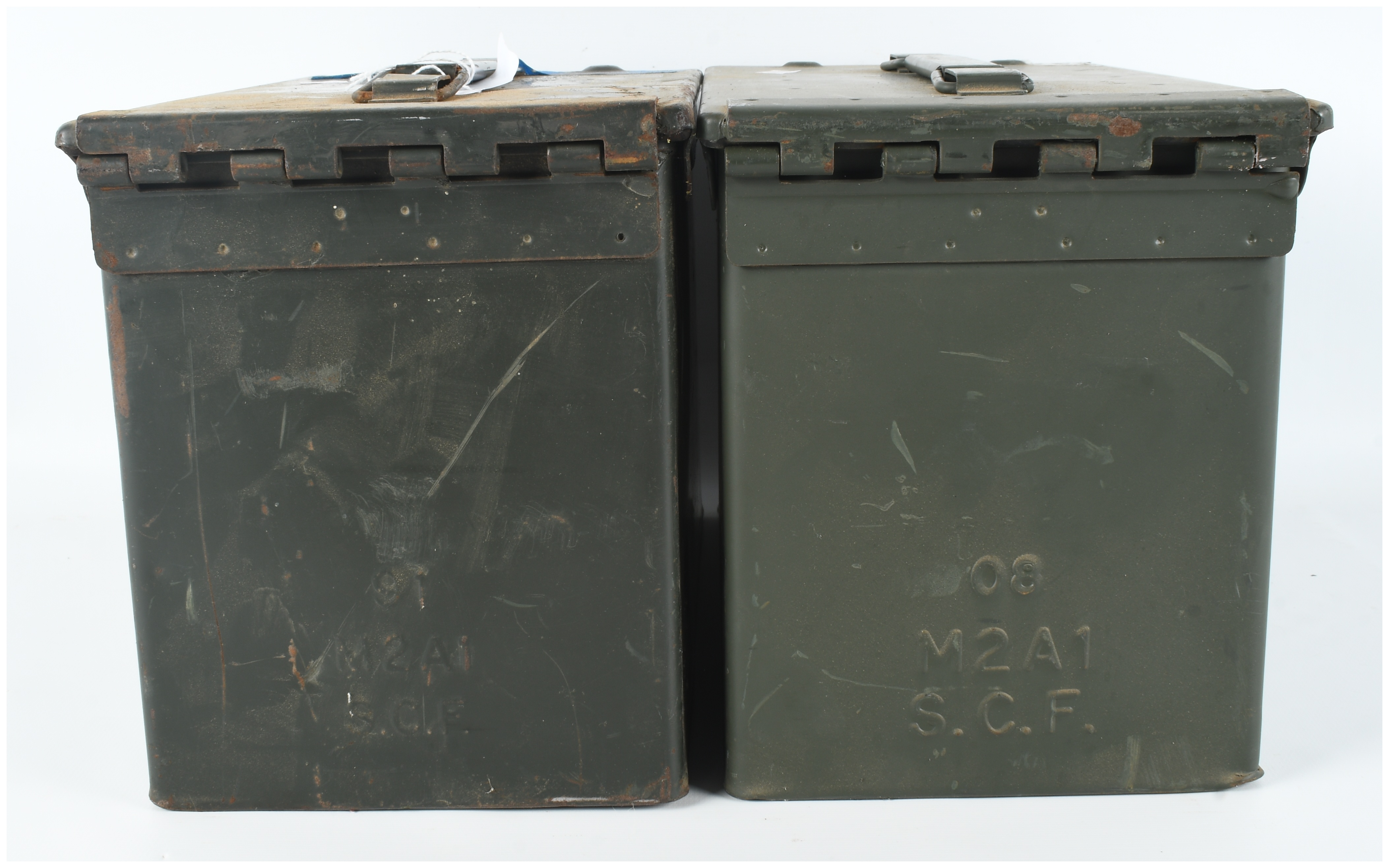 Two US Military M2A1 Steel Ammunition Cans