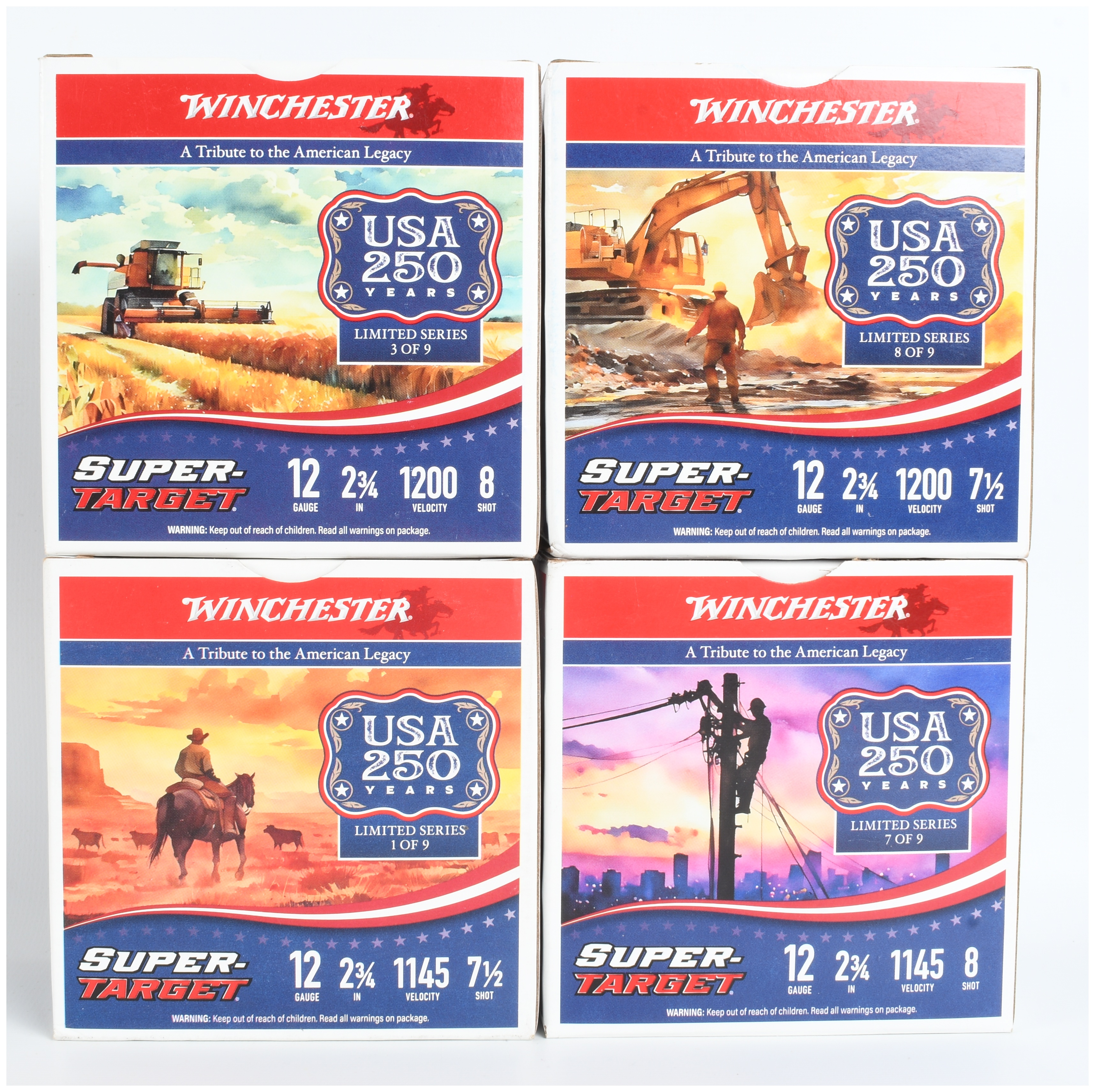 A Lot of 100 Rounds Winchester Super-Target USA 250 Years Limited Series 12 Gauge Ammunition