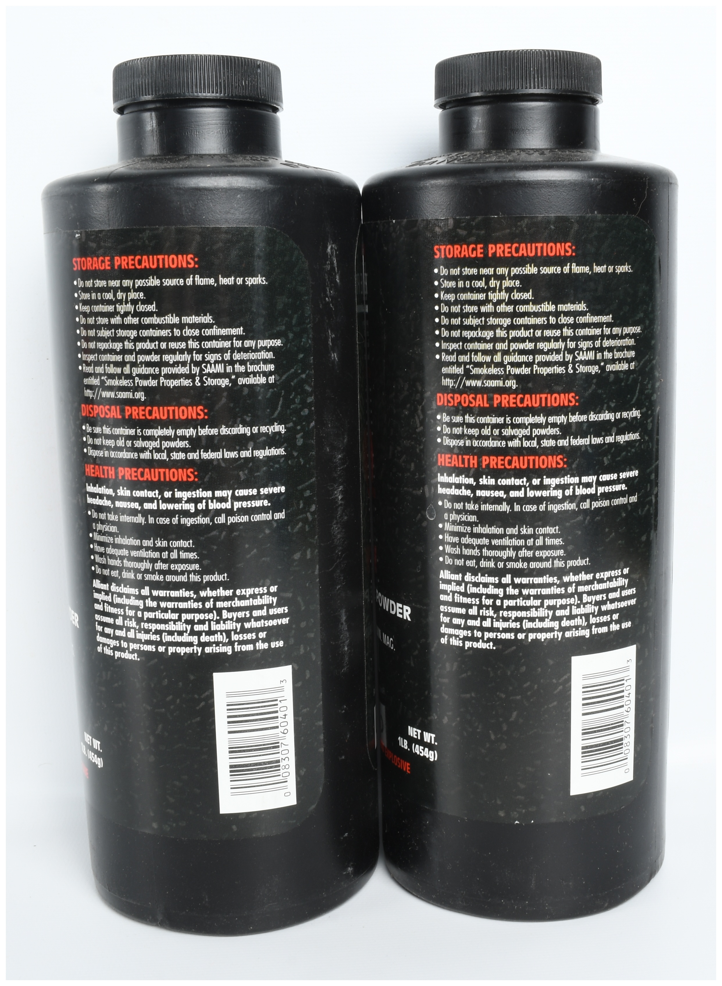 A Pair of 1 lb Containers of Alliant Powder Reloder 22 Smokeless Magnum Rifle Powder