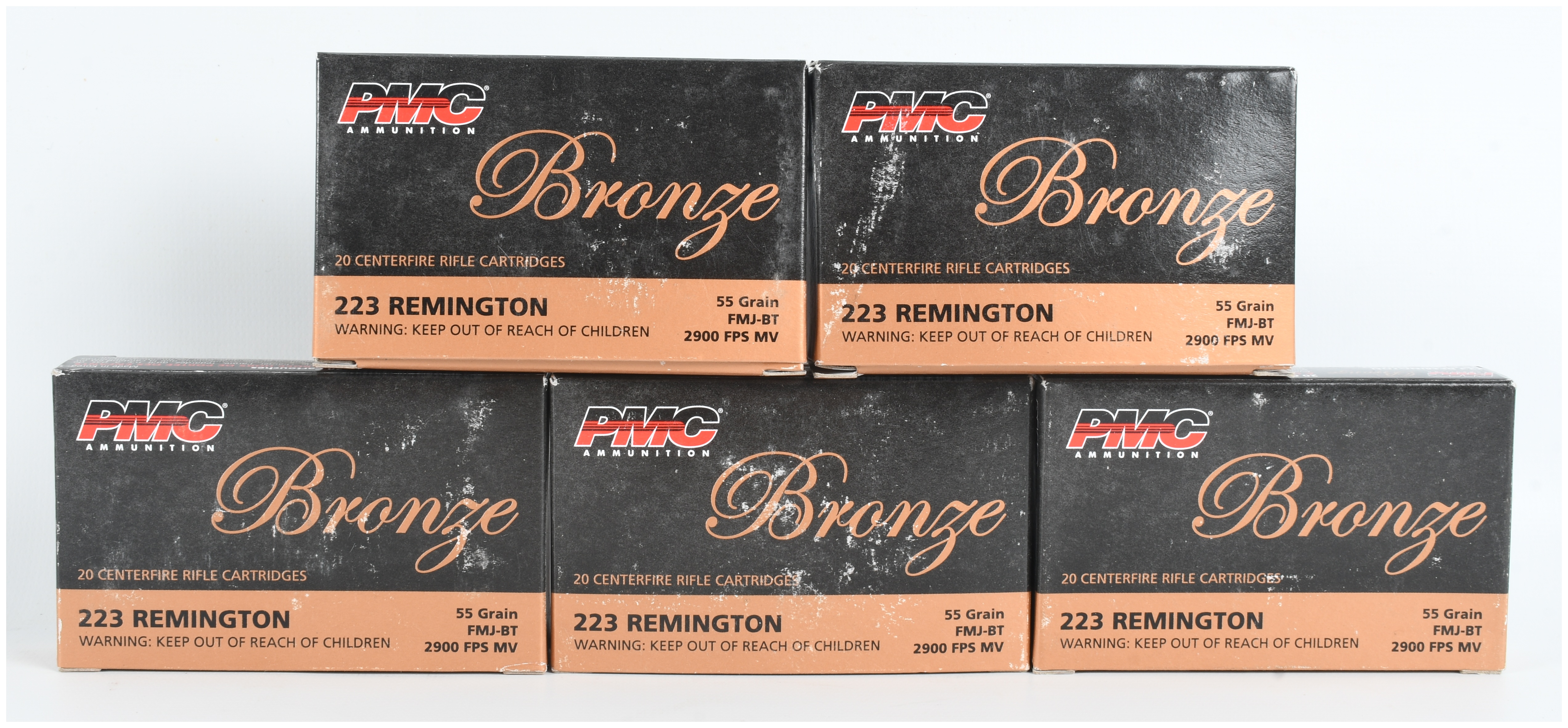 A Lot of 100 PMC Bronze Centerfire Ammunition .223 Remington 55 Grain FMJ-BT