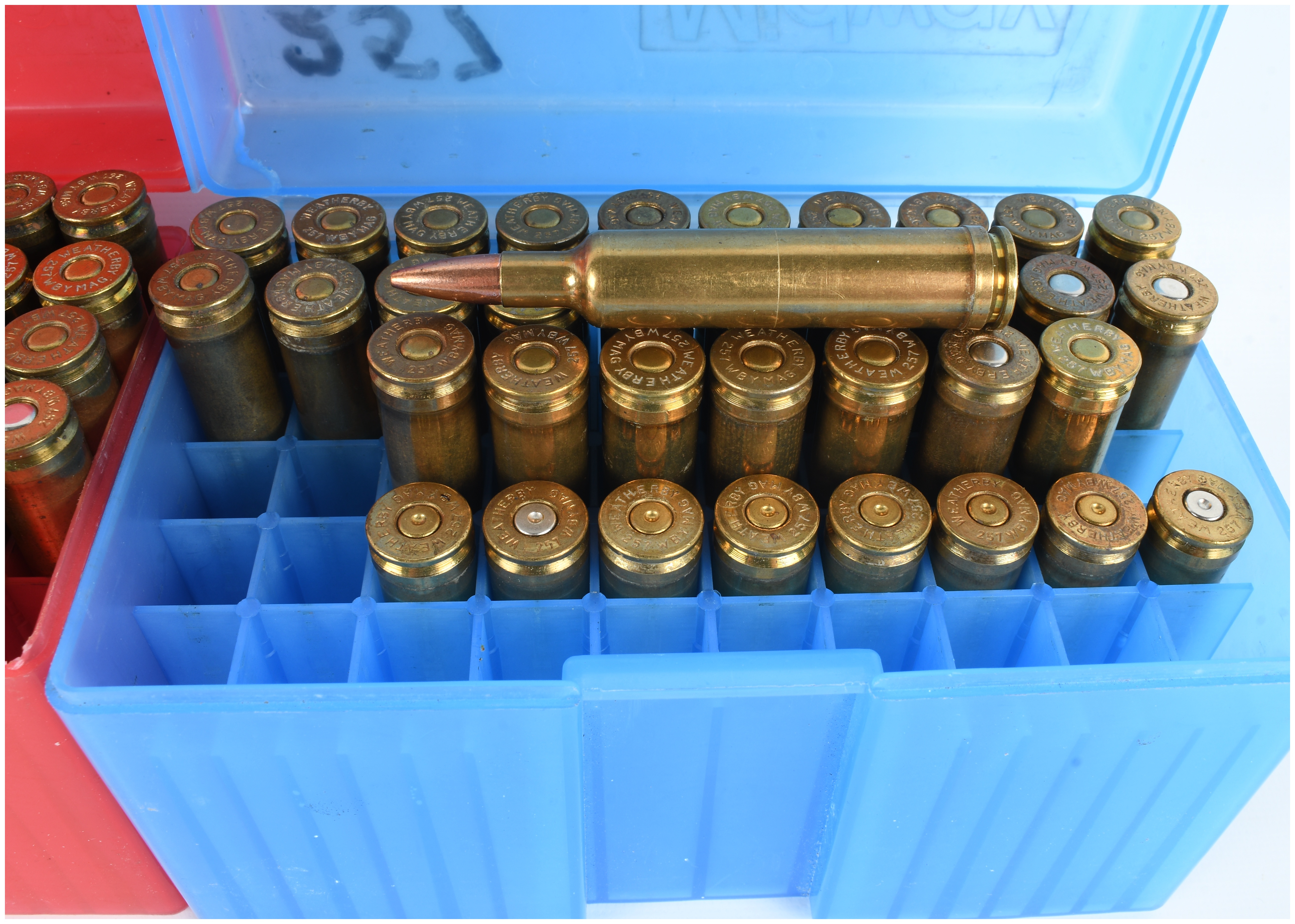 A Lot of 86 Weatherby .257 Weatherby Magnum Cartridges and Brass Casings