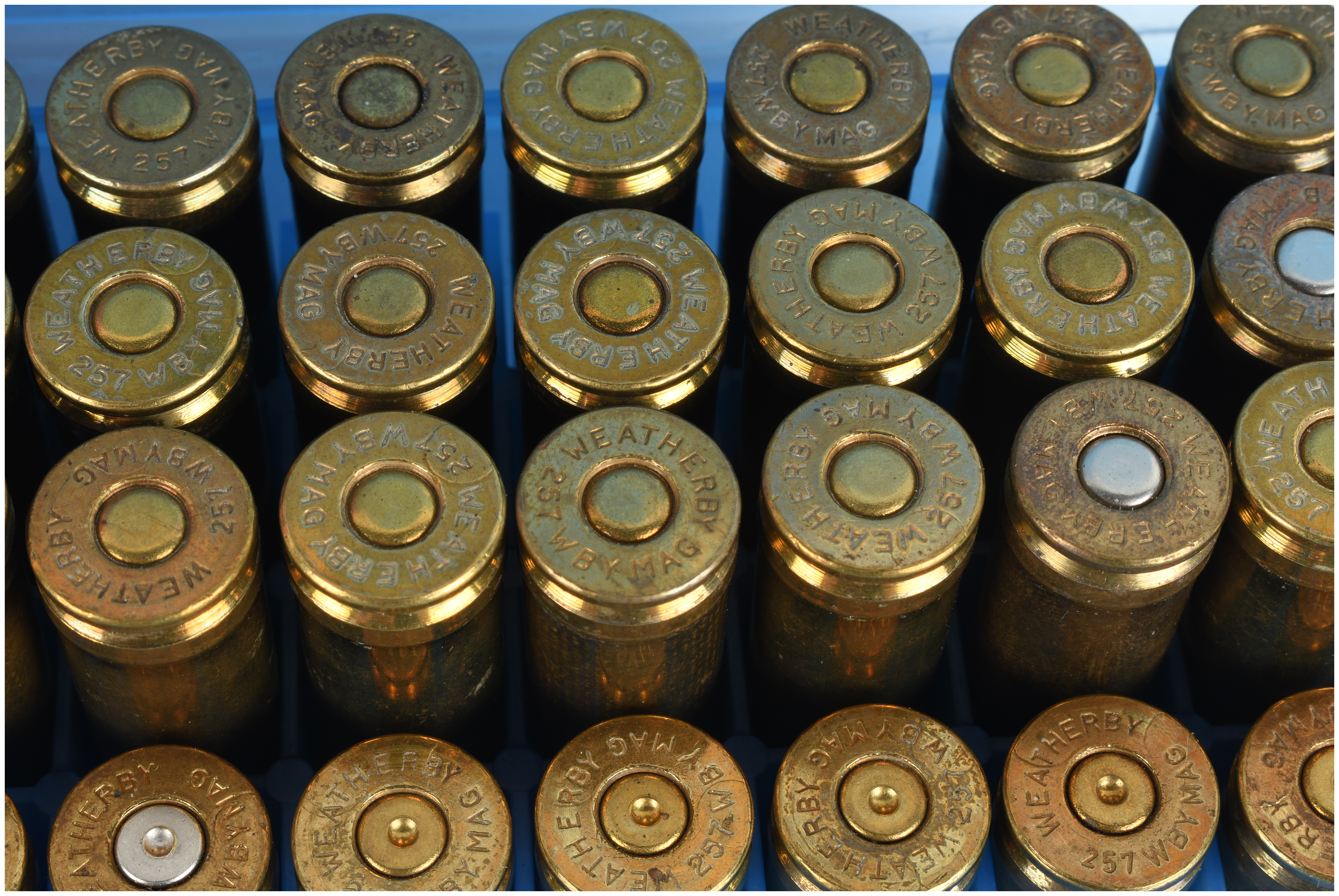 A Lot of 86 Weatherby .257 Weatherby Magnum Cartridges and Brass Casings