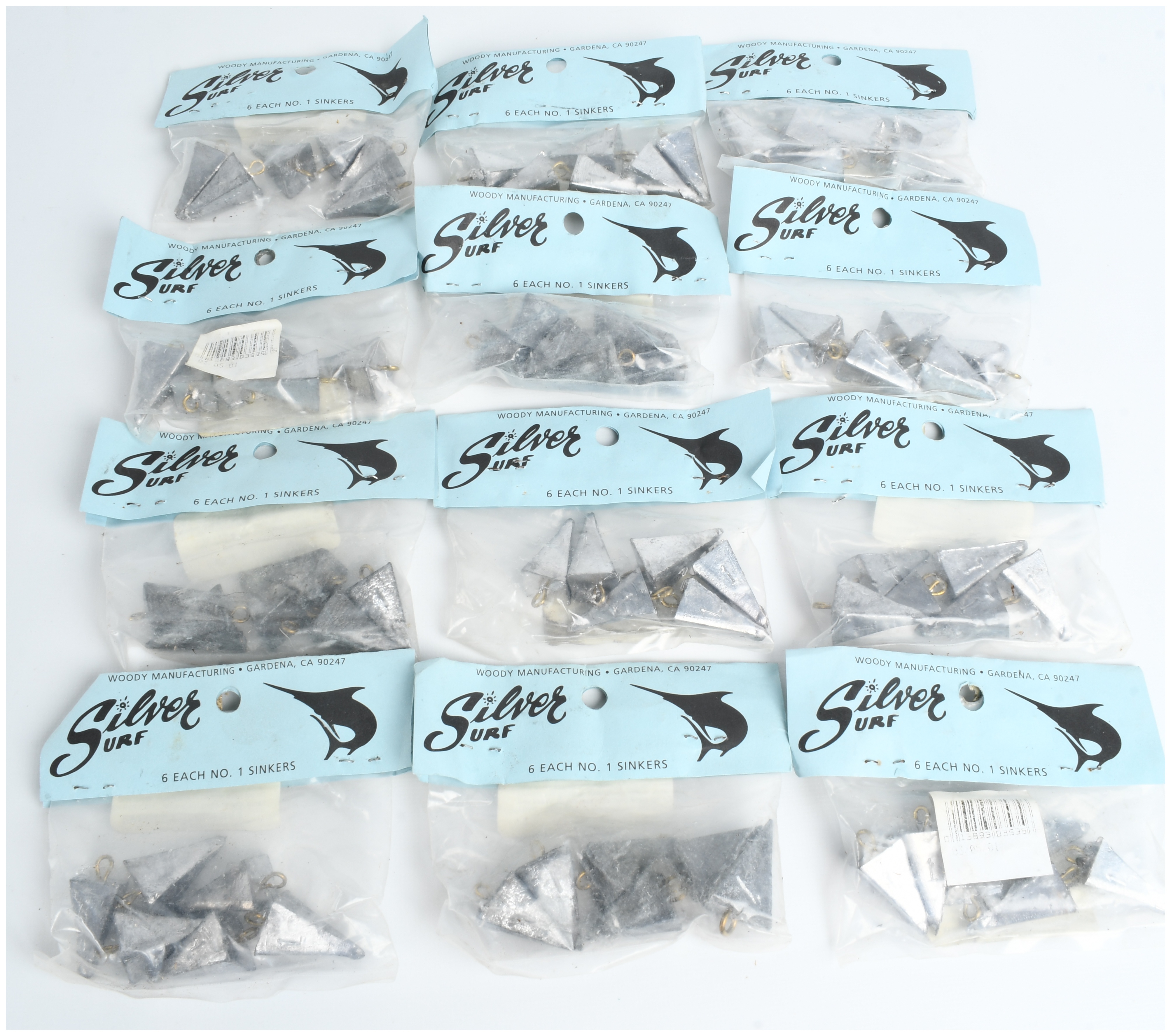 A Collection of 72 Silver Surf No. 1 Pyramid Fishing Sinkers