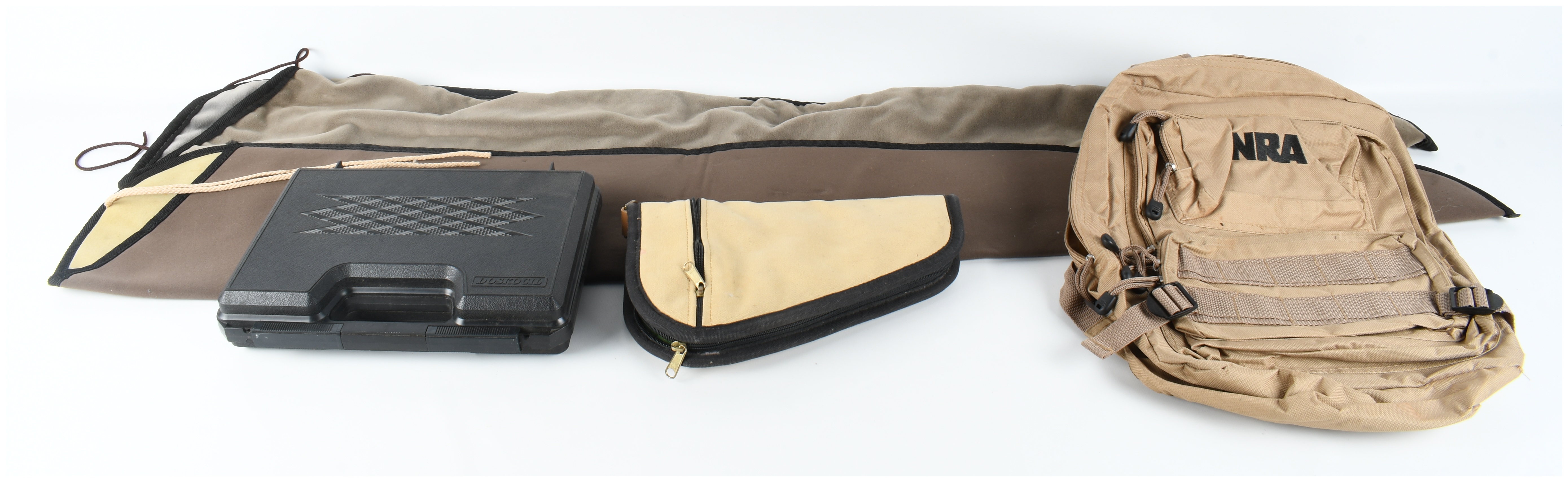 A Collection of Shooting Accessories and Firearm Cases including an NRA Tactical Backpack