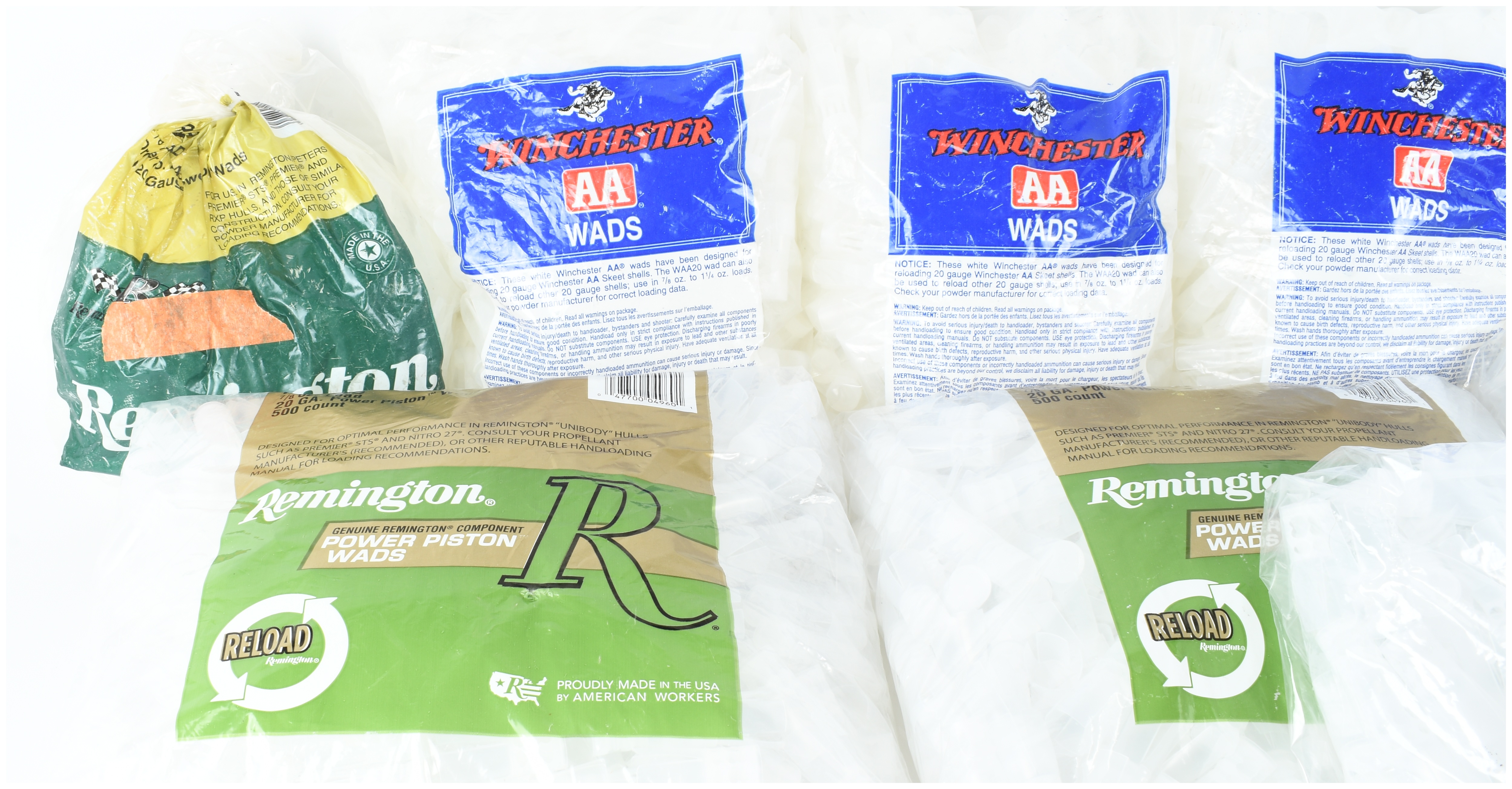 A Lot of 11 Bags of Winchester and Remington 20 Gauge Shotgun Wads