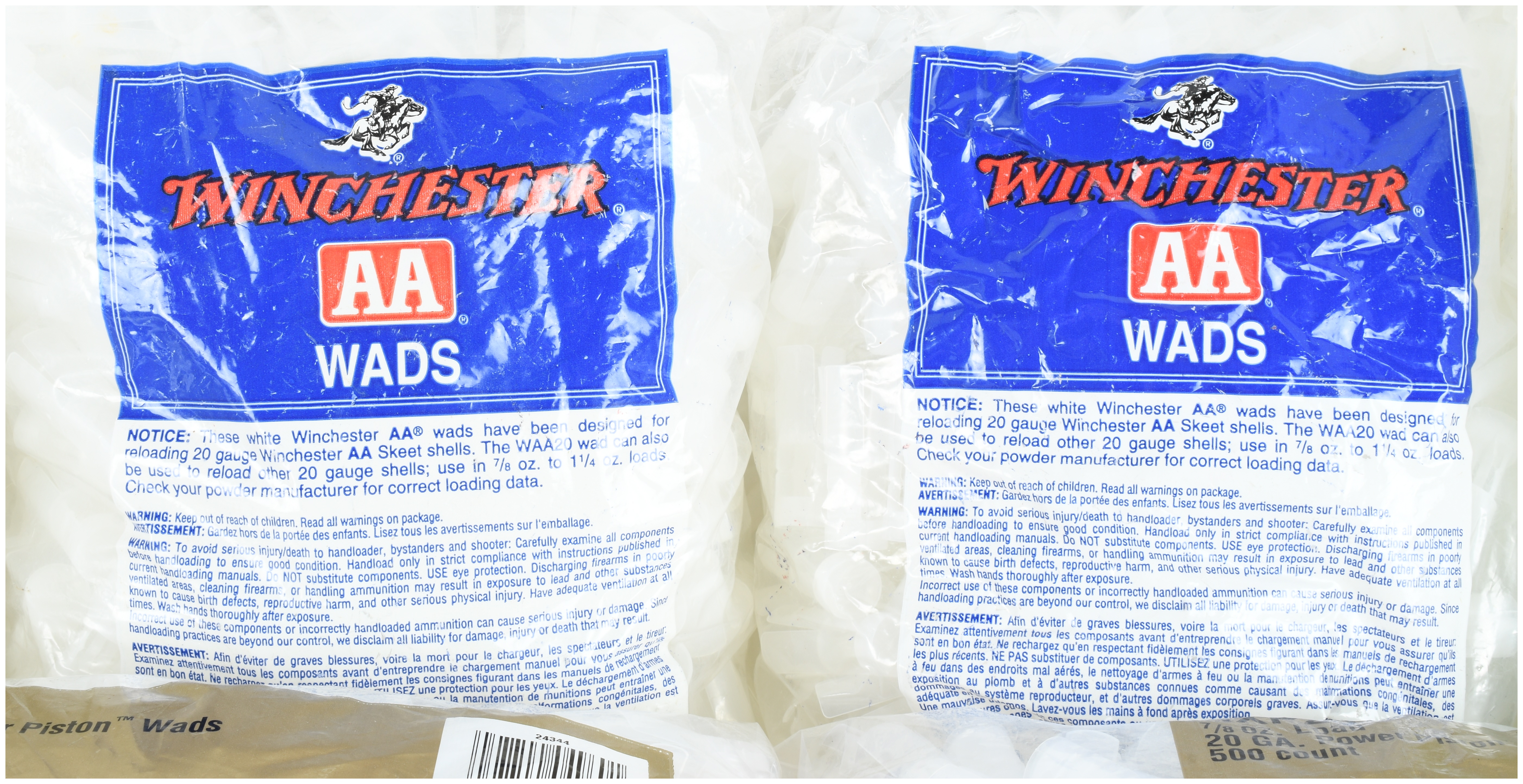A Lot of 11 Bags of Winchester and Remington 20 Gauge Shotgun Wads