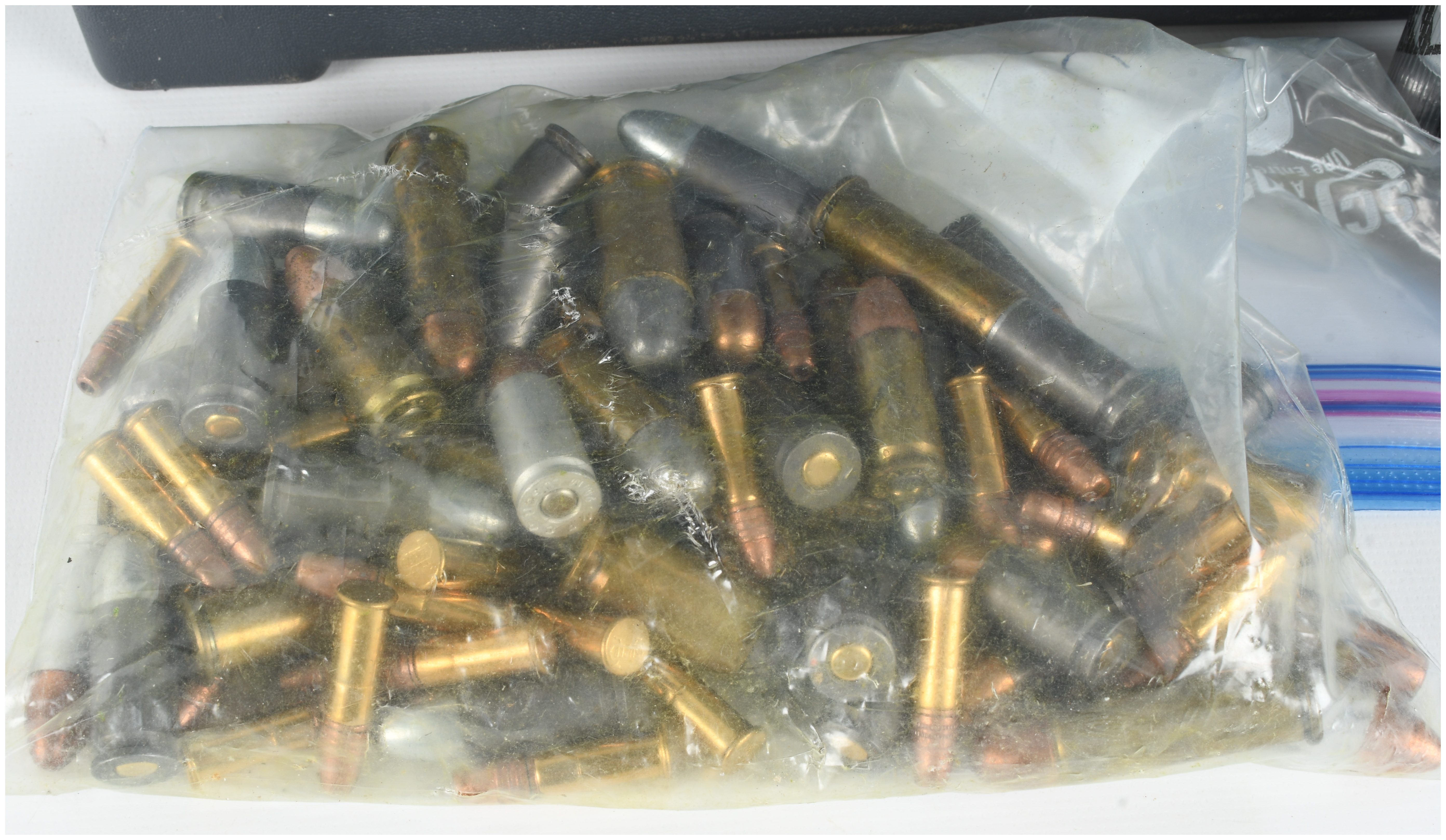 A Lot of 129 Mixed Live Ammunition Rounds with Plastic Storage Can