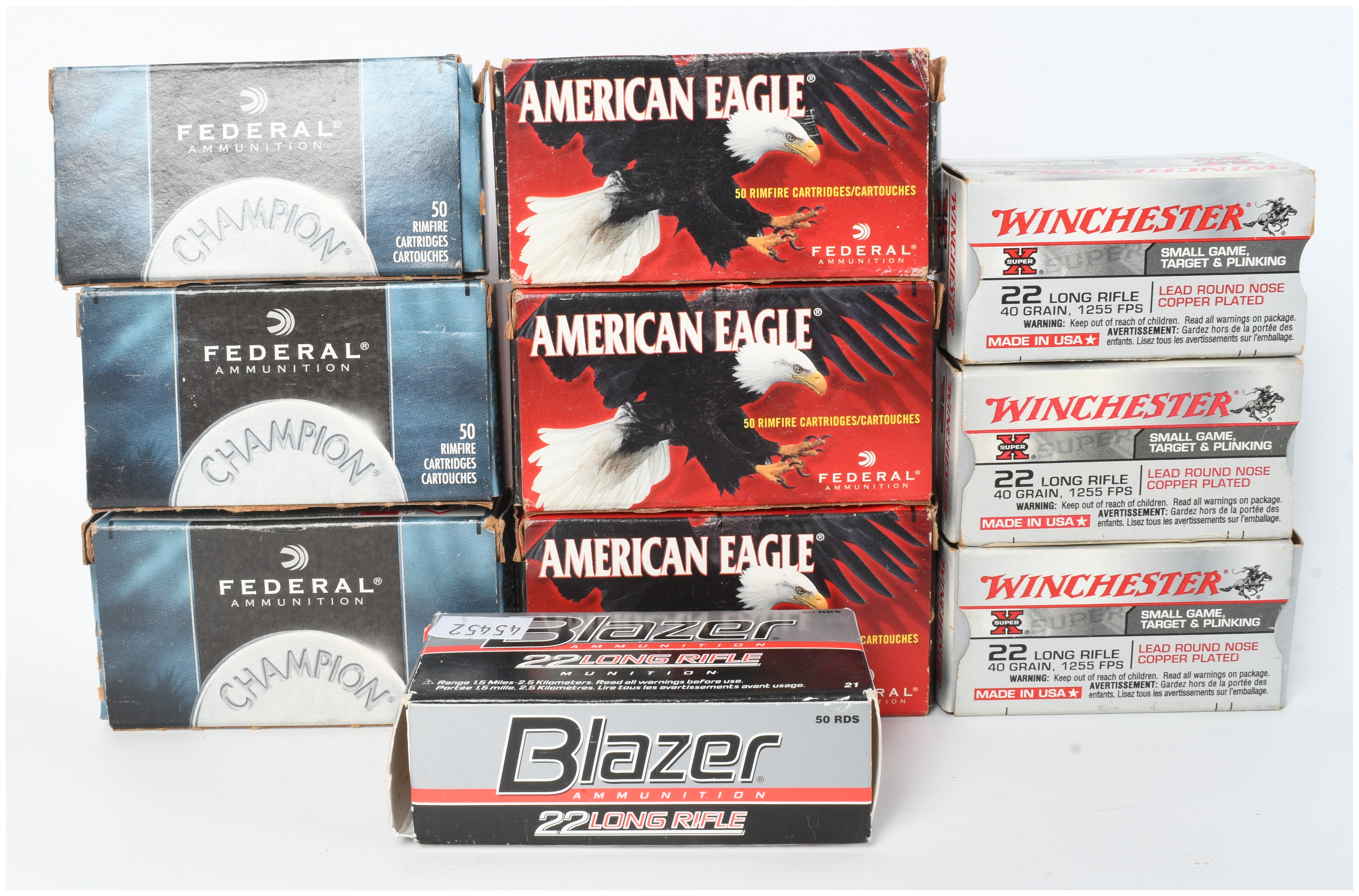 A Lot of 500 Rounds of Federal Winchester and Blazer .22 Long Rifle Ammunition