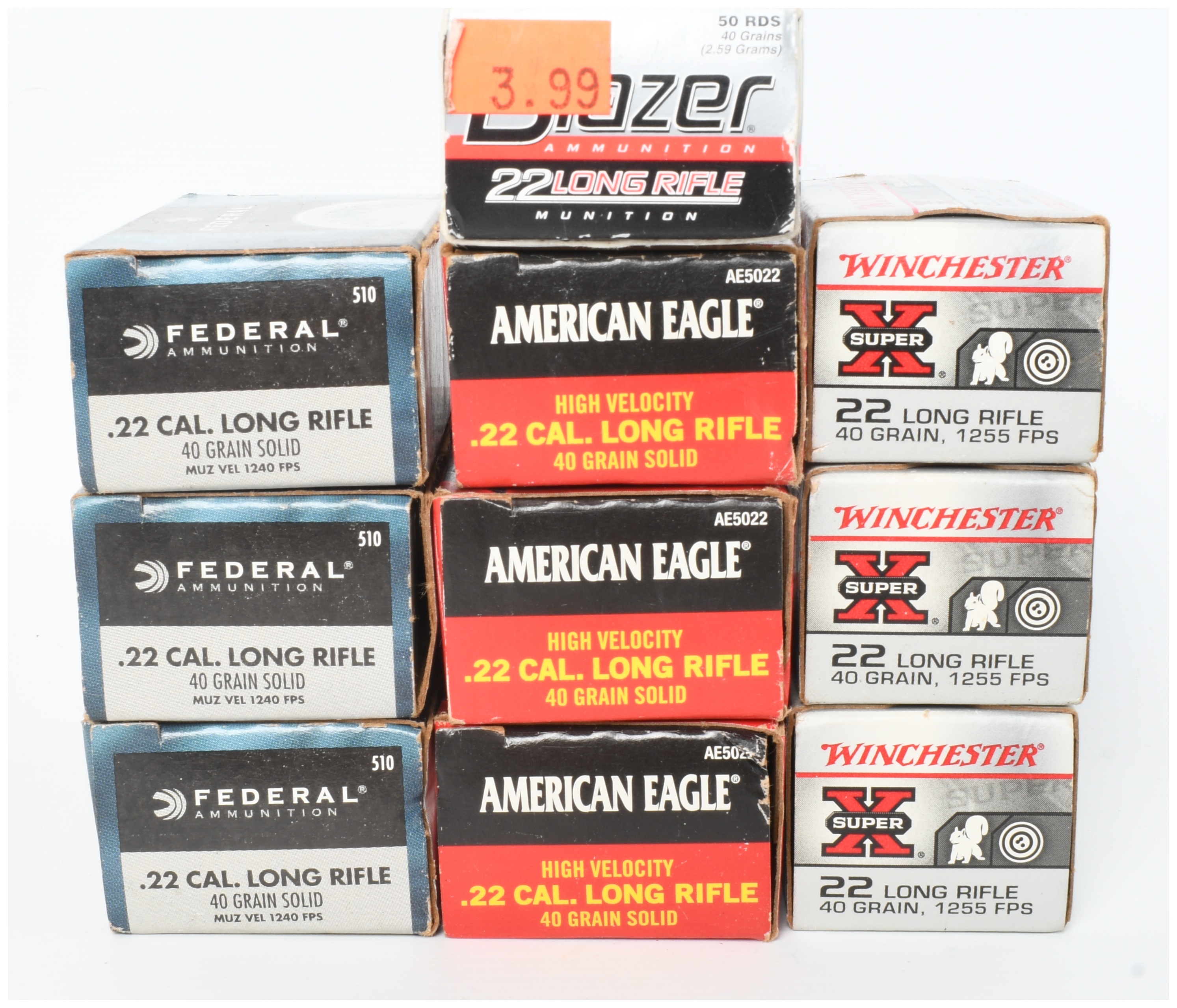A Lot of 500 Rounds of Federal Winchester and Blazer .22 Long Rifle Ammunition