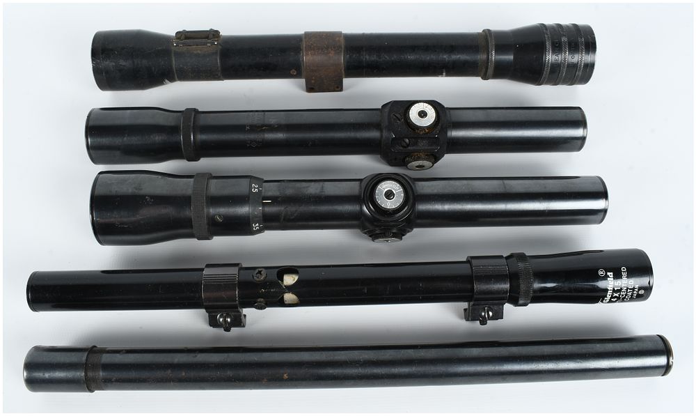 Lot 260: A Collection of Five Vintage Rifle Scopes