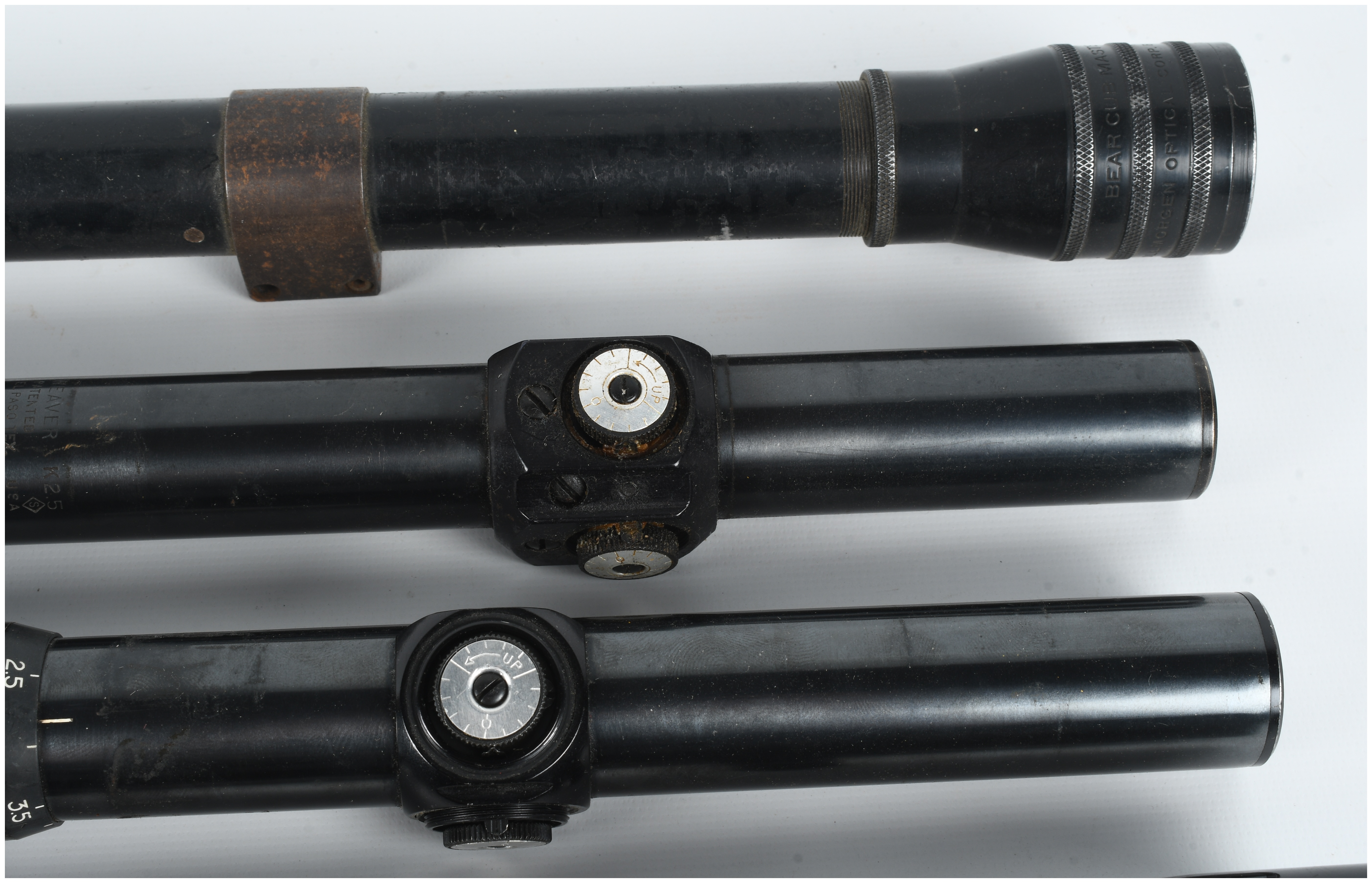 A Collection of Five Vintage Rifle Scopes