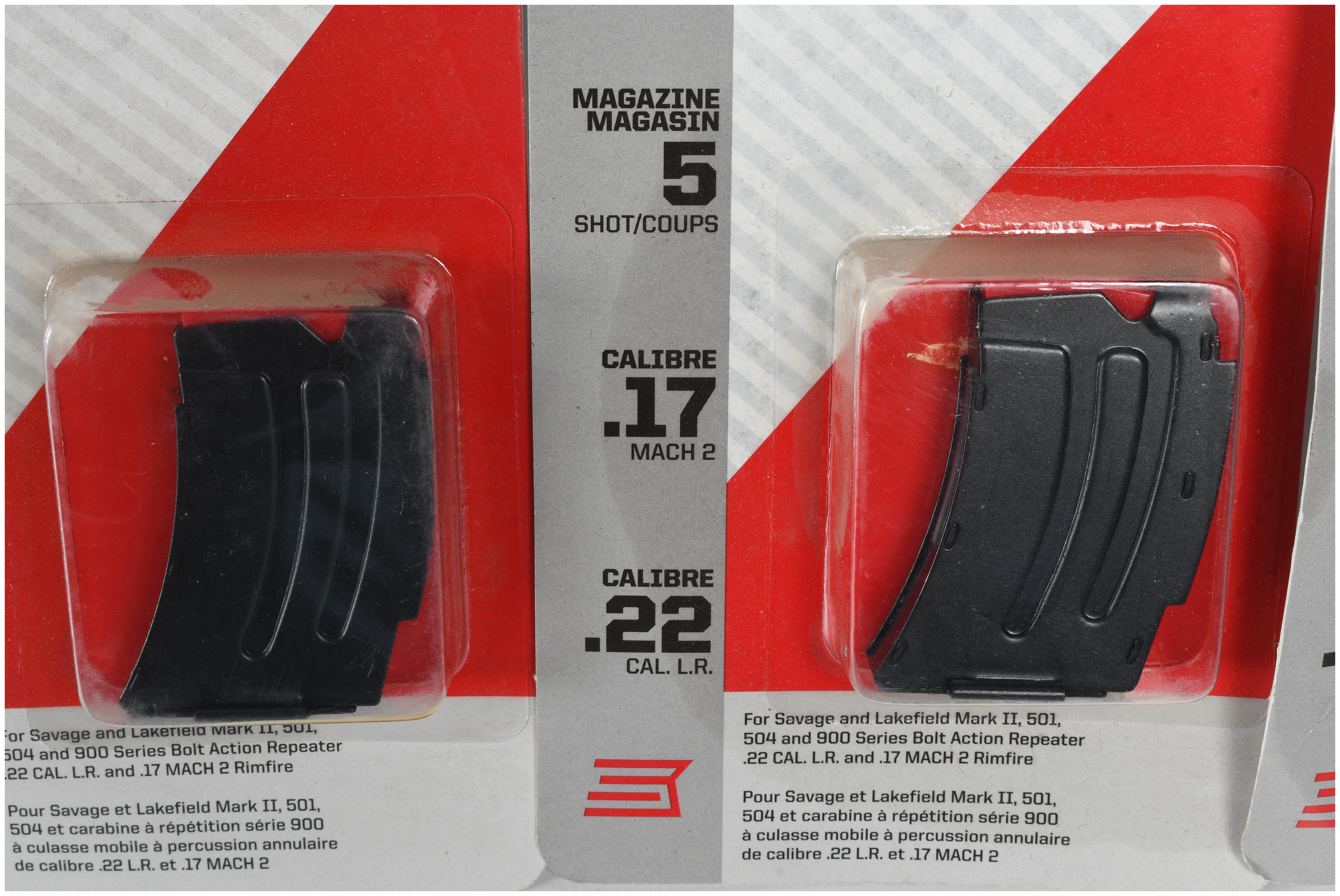 A Lot of 5 Savage Arms Mark II/501/504/900 Series Detachable Box Magazines .22 LR and .17 Mach 2