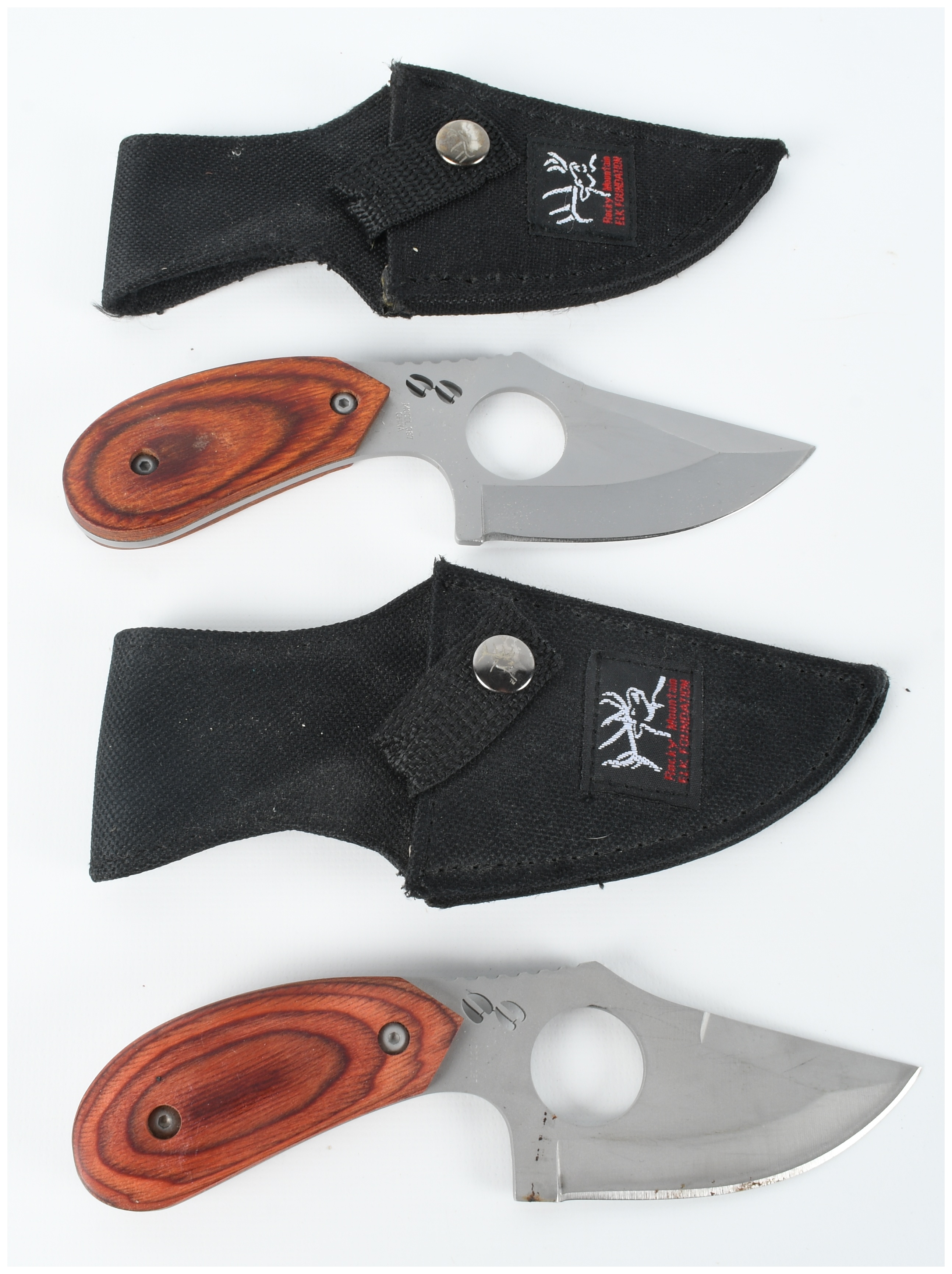 A Pair of Browning Model 387 Rocky Mountain Elk Foundation Field Knives with Sheaths