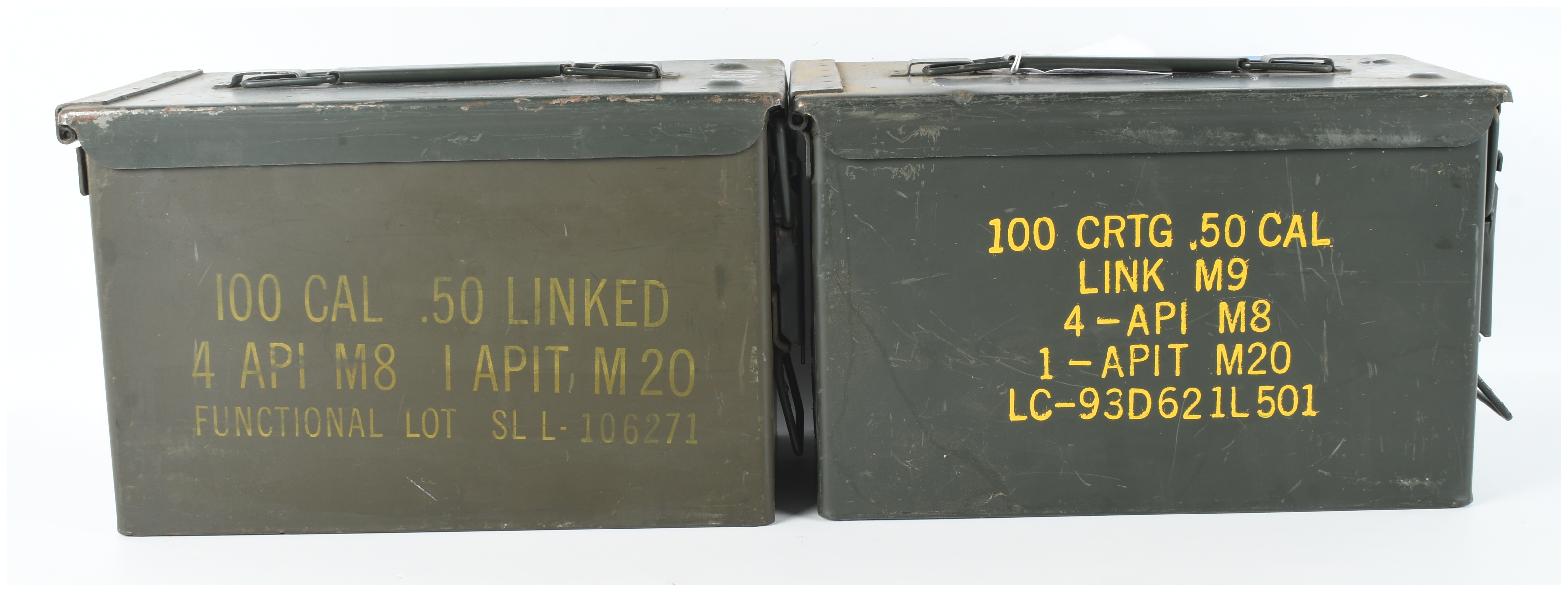 A Pair of US Military M2A1 .50 Caliber Steel Ammunition Containers
