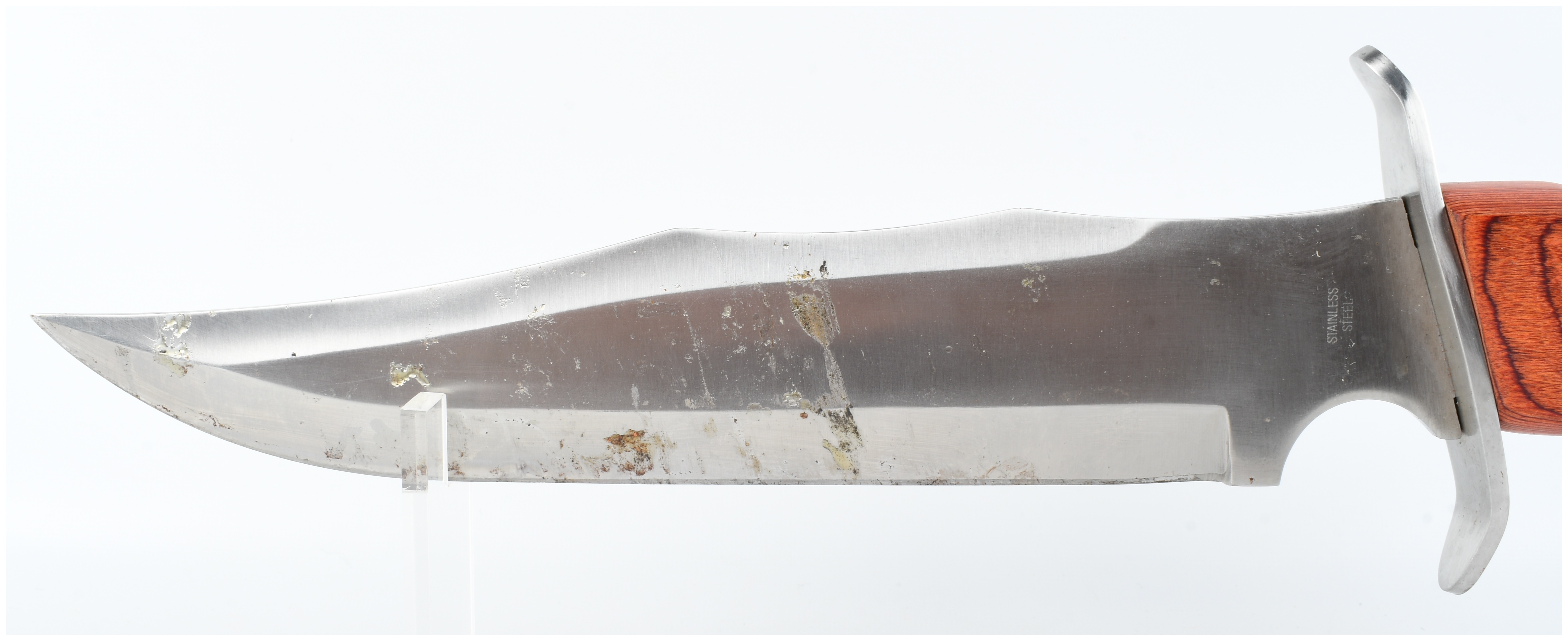 Large Stainless Steel Bowie Knife with Laminated Wood Handle and Sheath