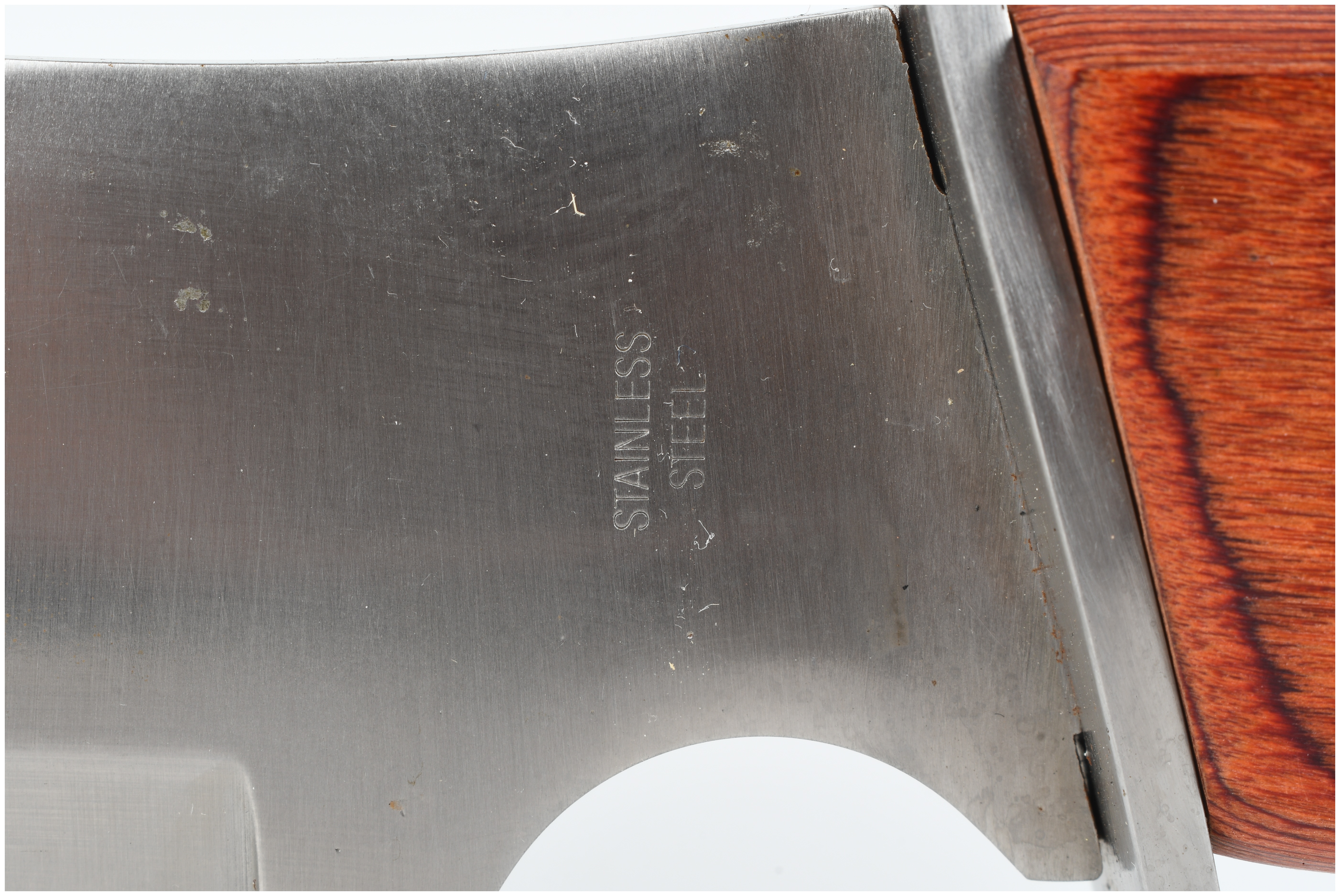 Large Stainless Steel Bowie Knife with Laminated Wood Handle and Sheath